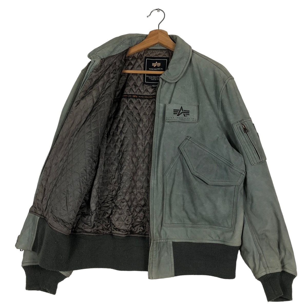 Alpha Industries 🔥VINTAGE GENUINE LEATHER COWHIDE BOMBER JACKET FLY USA Size US M / EU 48-50 / 2 - 11 Thumbnail