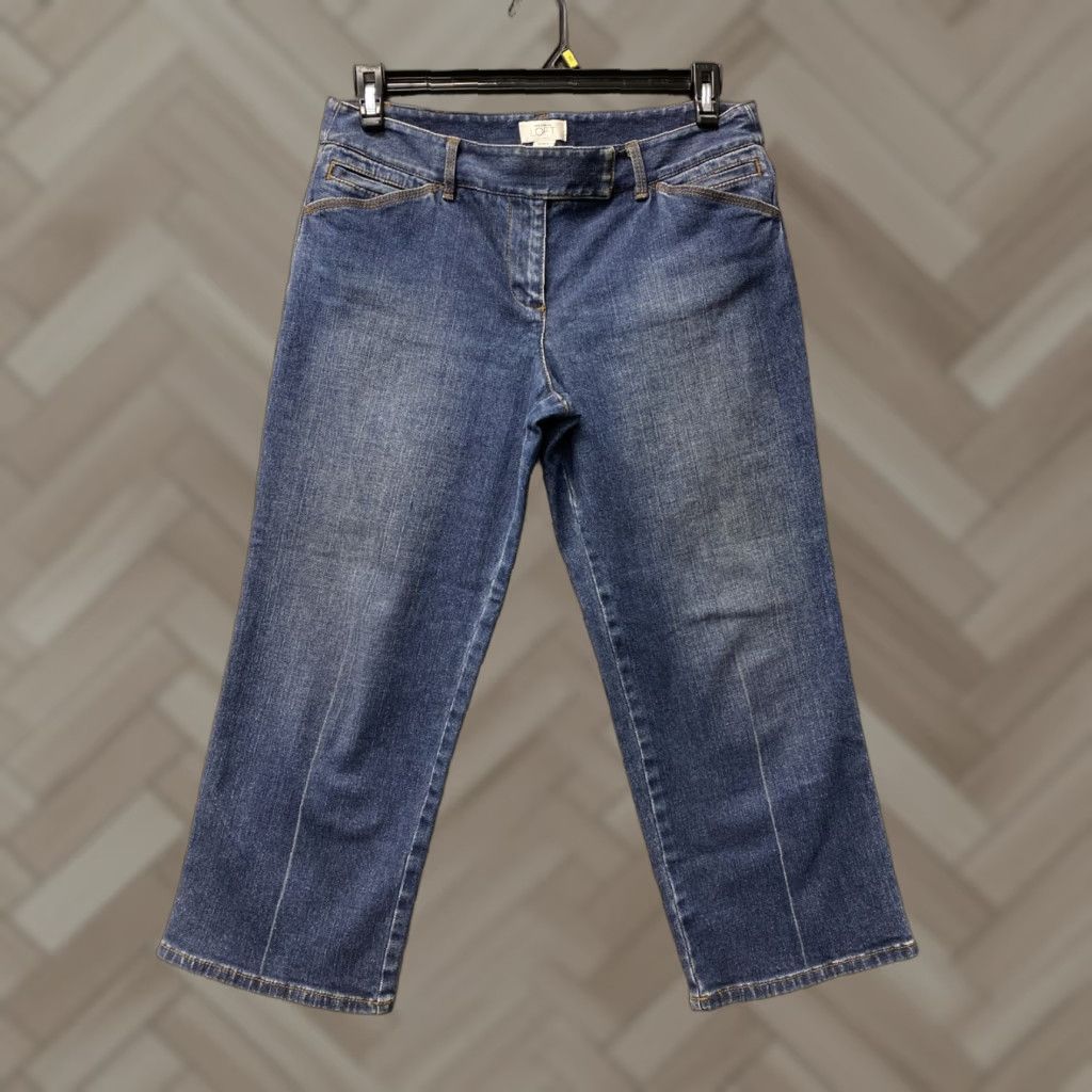 Loft LOFT Women's Wide Leg Jeans 32x24 Denim Jeans Size 8 Blue Capri 159-38 Size 32" / US 10 / IT 46 - 1 Thumbnail