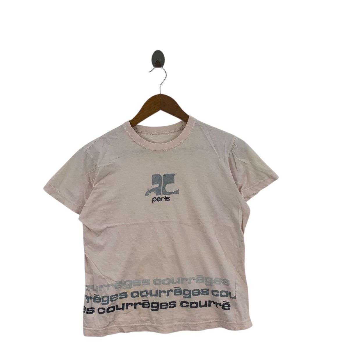 Courreges Vintage COURREGES PARIS Center Logo Pink Tee Shirt Top Size S / US 4 / IT 40 - 3 Thumbnail