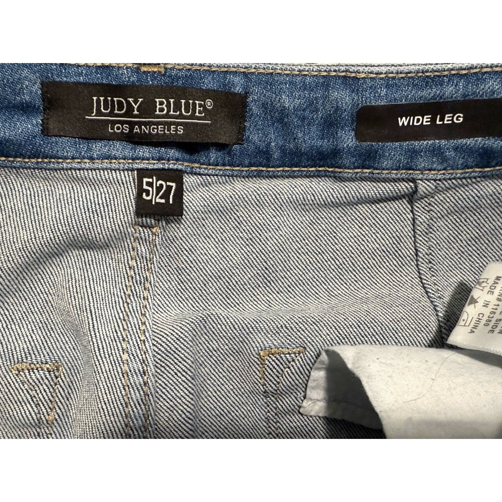 Denime VINTAGE? No — Judy Blue Womens Jeans Wide Leg Denim Blue 5/27 Raw Hem Size 27" / US 4 / IT 40 - 7 Thumbnail