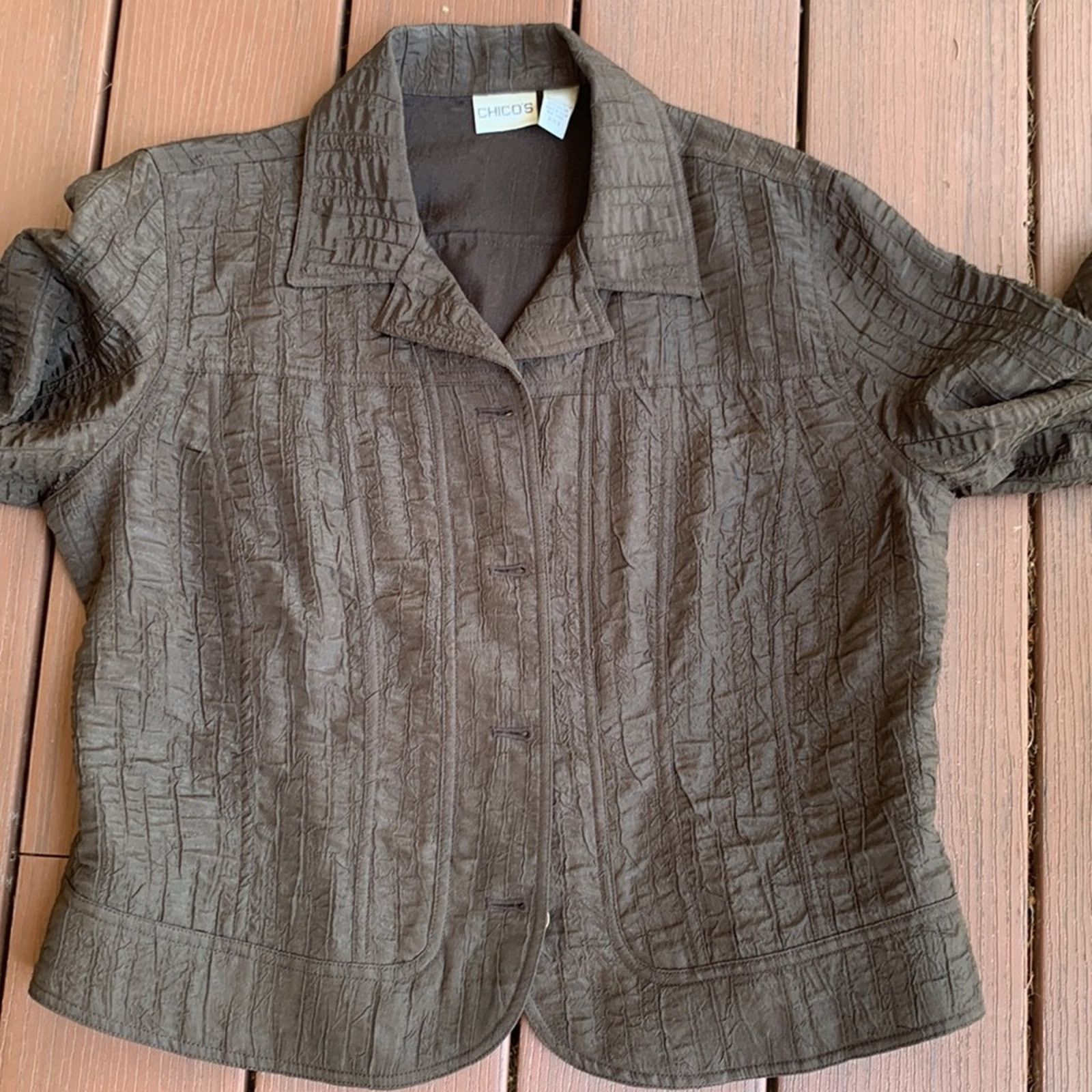 Chicos Chicos chocolate brown textured jacket blazer Size XL / US 12-14 / IT 48-50 - 9 Thumbnail