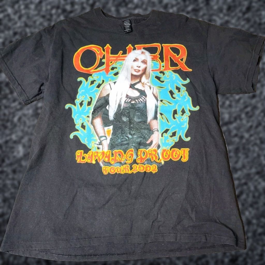 Vintage Cher Tour Mens Black Extra Large XL Vintage Y2K Living Proof T Shirt Size US L / EU 52-54 / 3 - 1 Thumbnail