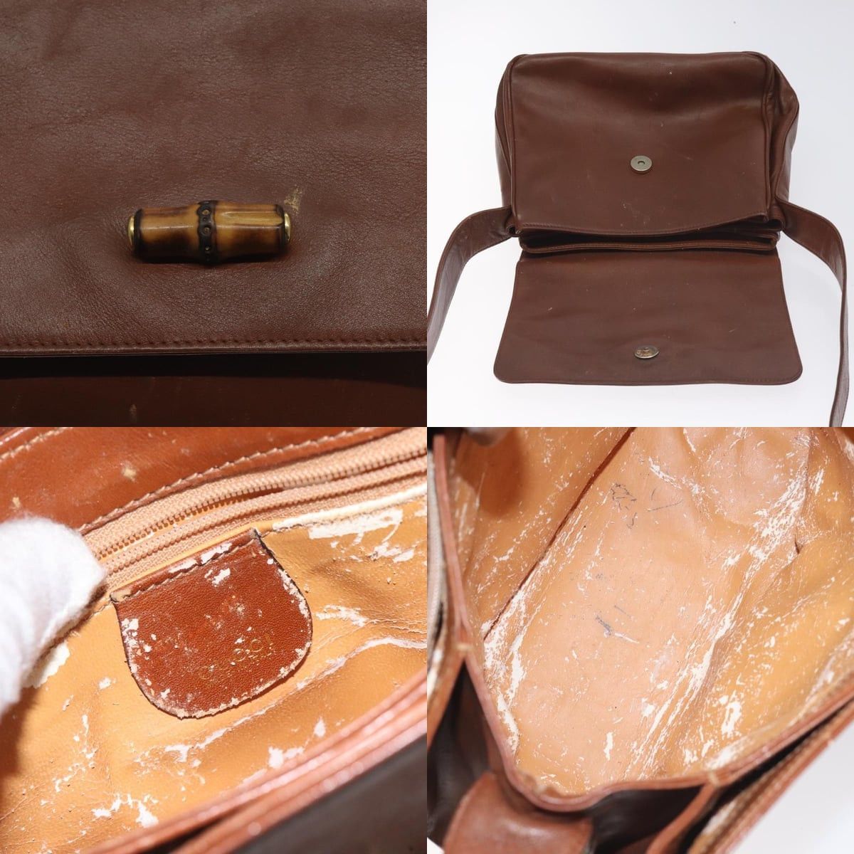 Gucci GUCCI Bamboo Shoulder Bag Leather Brown Gold 001 14 001 14 Size ONE SIZE - 11 Thumbnail