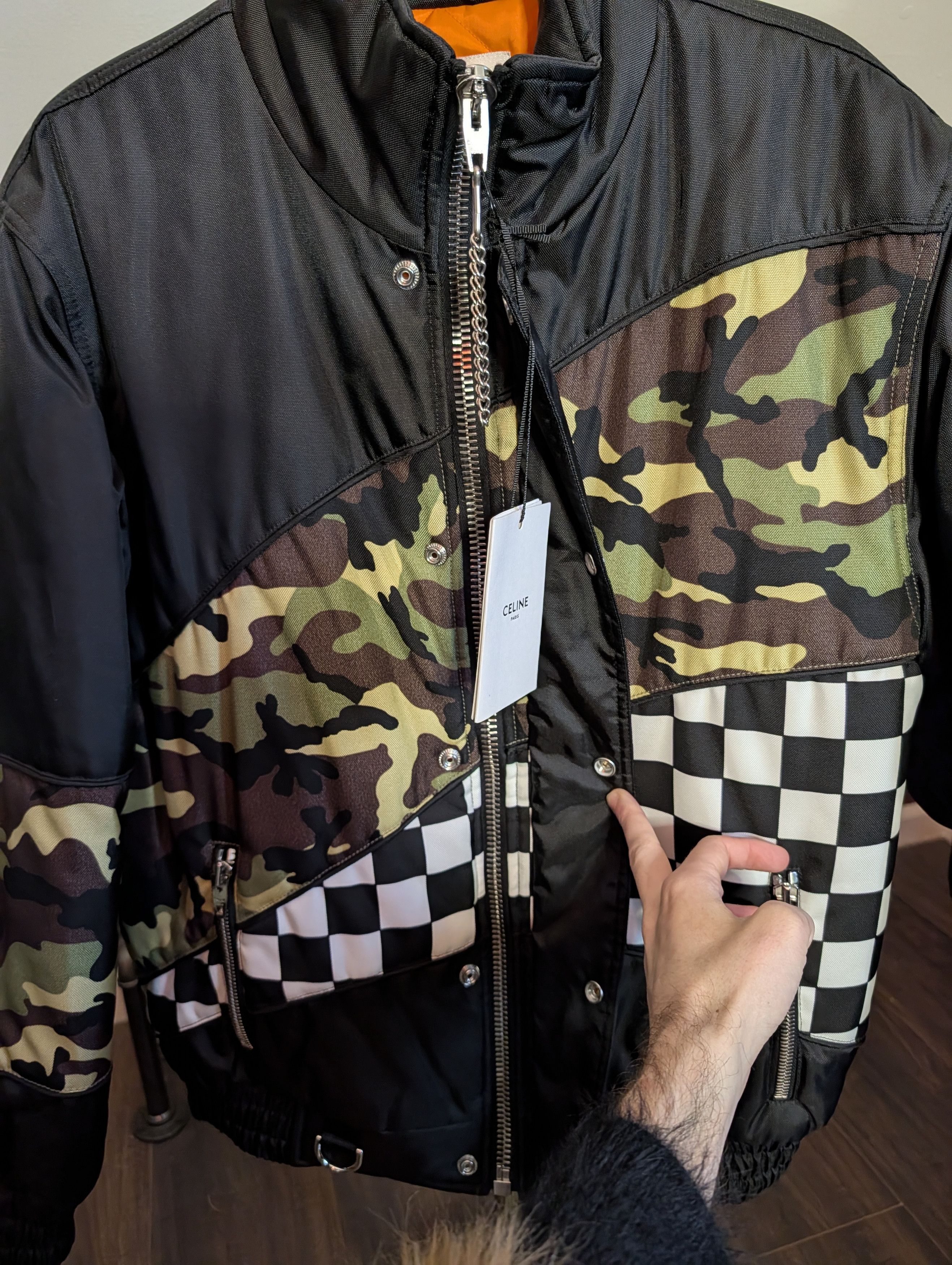 Celine FW21 NWT Hedi camo checkered zip-up jacket coat bomber Size US M / EU 48-50 / 2 - 9 Thumbnail