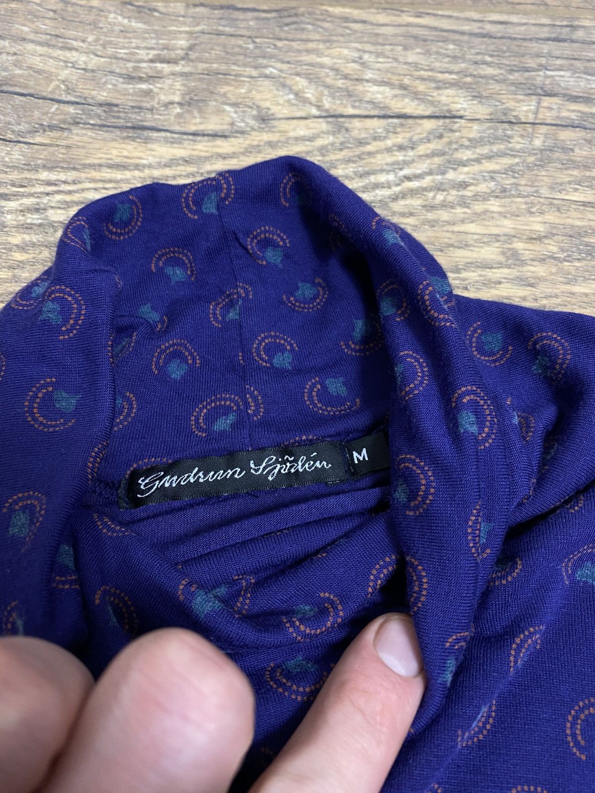 Gudrun Sjoden Gudrun Sjödén 100% Modal Printed Turtleneck Top Purple Boho Size M / US 6-8 / IT 42-44 - 2 Thumbnail