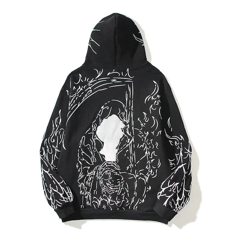 Japanese Brand Graffiti Black and White Grim Reaper Graffiti Hooded Size US M / EU 48-50 / 2 - 2 Thumbnail