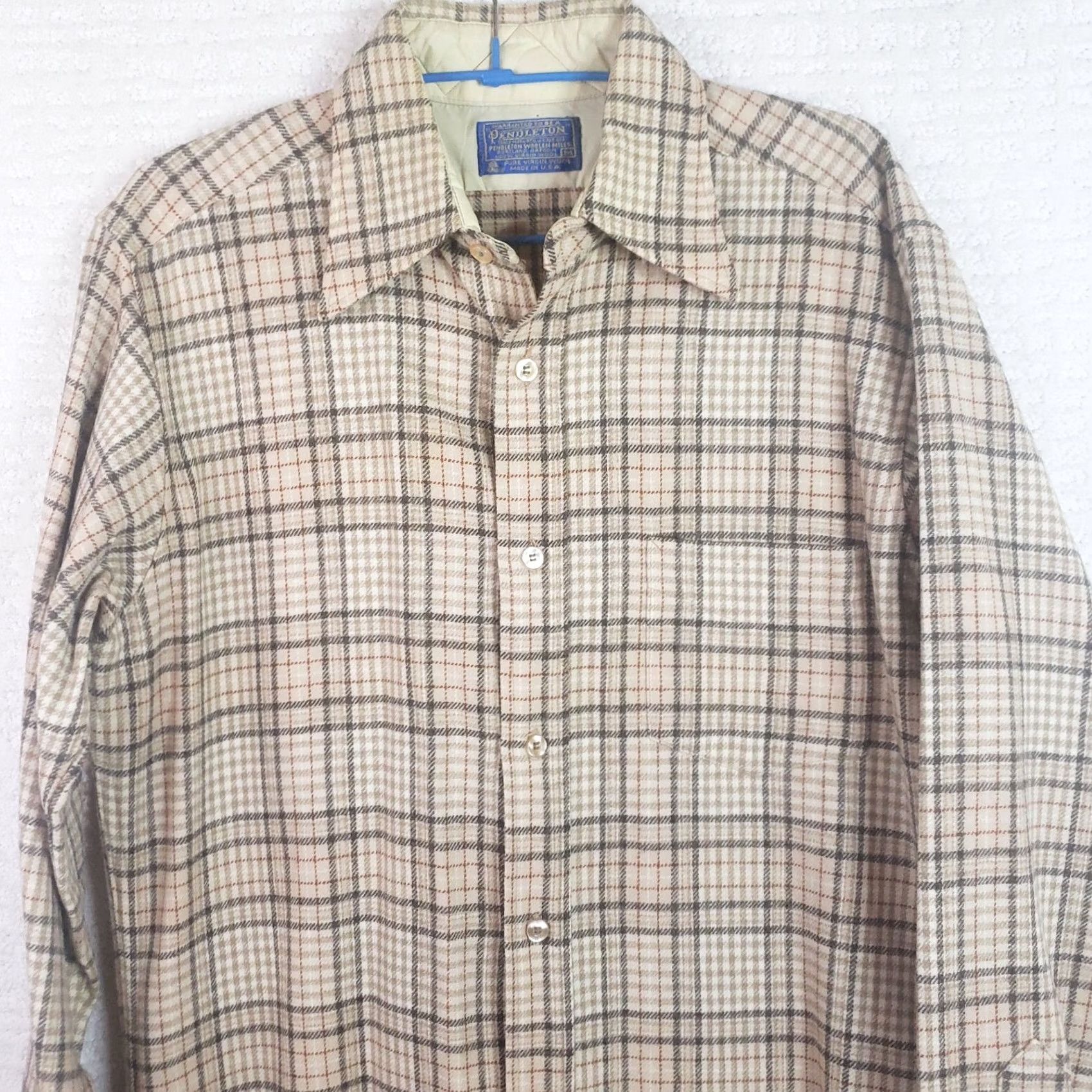Pendleton Pendleton Shirt LS Men M Tan Brown Plaid Wool Button-Down Vintage Casual Size US M / EU 48-50 / 2 - 2 Thumbnail