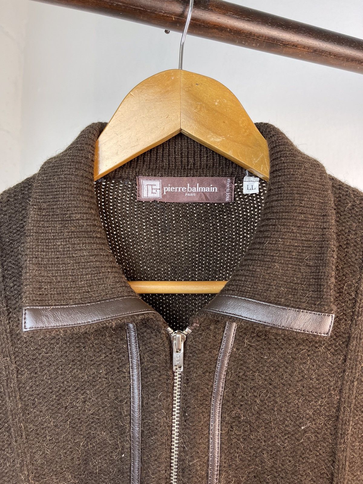 ジャケット・アウター 90's PIERRE BALMAIN wool jacket L PIERRE BALMAIN VINTAGE 90`S BEIGE NAVY JACKET WINDBREAKER