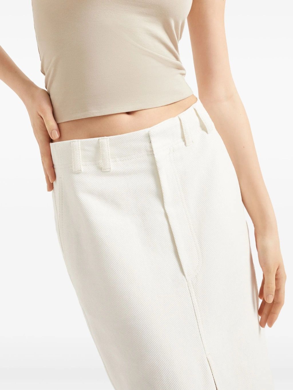Brunello Cucinelli o1la1rc1a0326 Cavalry Chinos Skirt in White Size 26" / US 2 / IT 38 - 5 Thumbnail