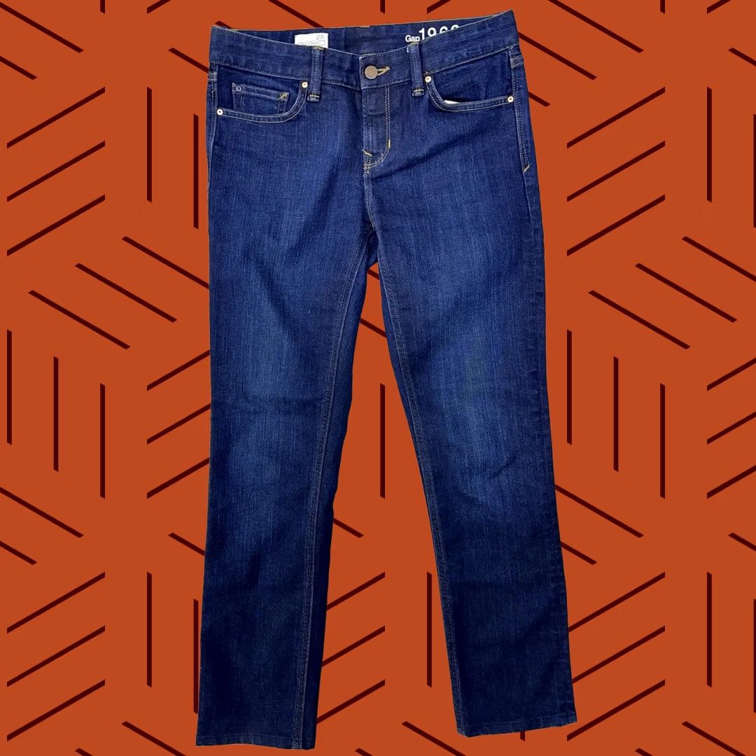 Gap Gap 1969 Womens Straight Jeans Dark Wash Denim 5-Pocket Button 27 Size 27" / US 4 / IT 40 - 1 Thumbnail