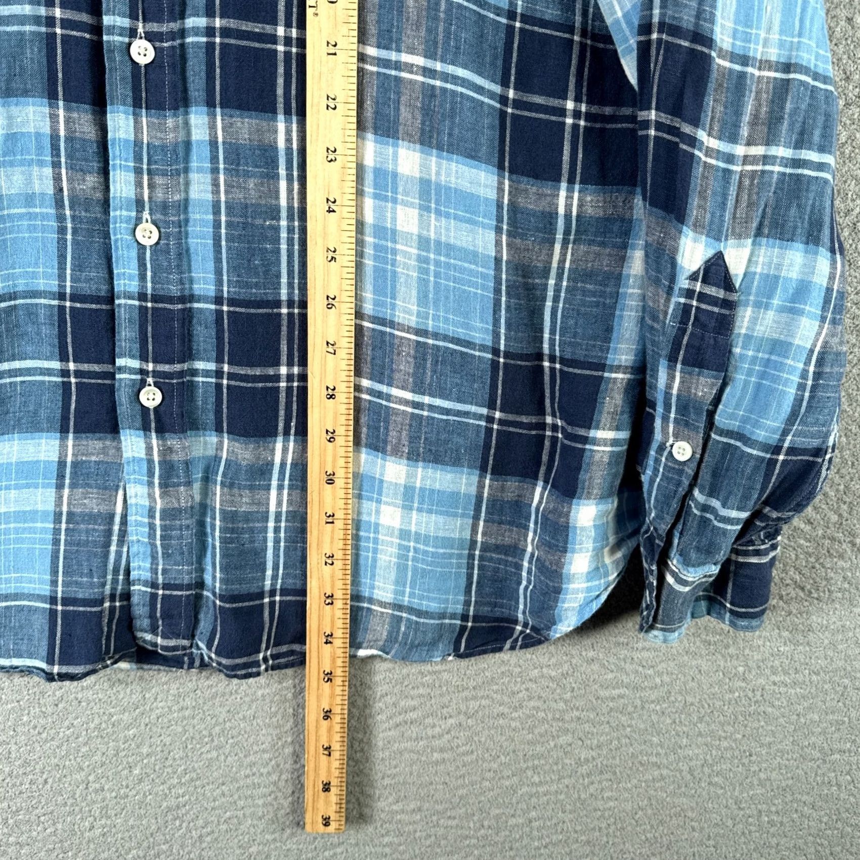 Ralph Lauren VINTAGE Ralph Lauren Linen Shirt Mens 2XB BIG Classic 100% Linen Blue Plaid Long Sleeve Shirt Button-Up Mens Big & Tall Blues Size US XXL / EU 58 / 5 - 7 Thumbnail