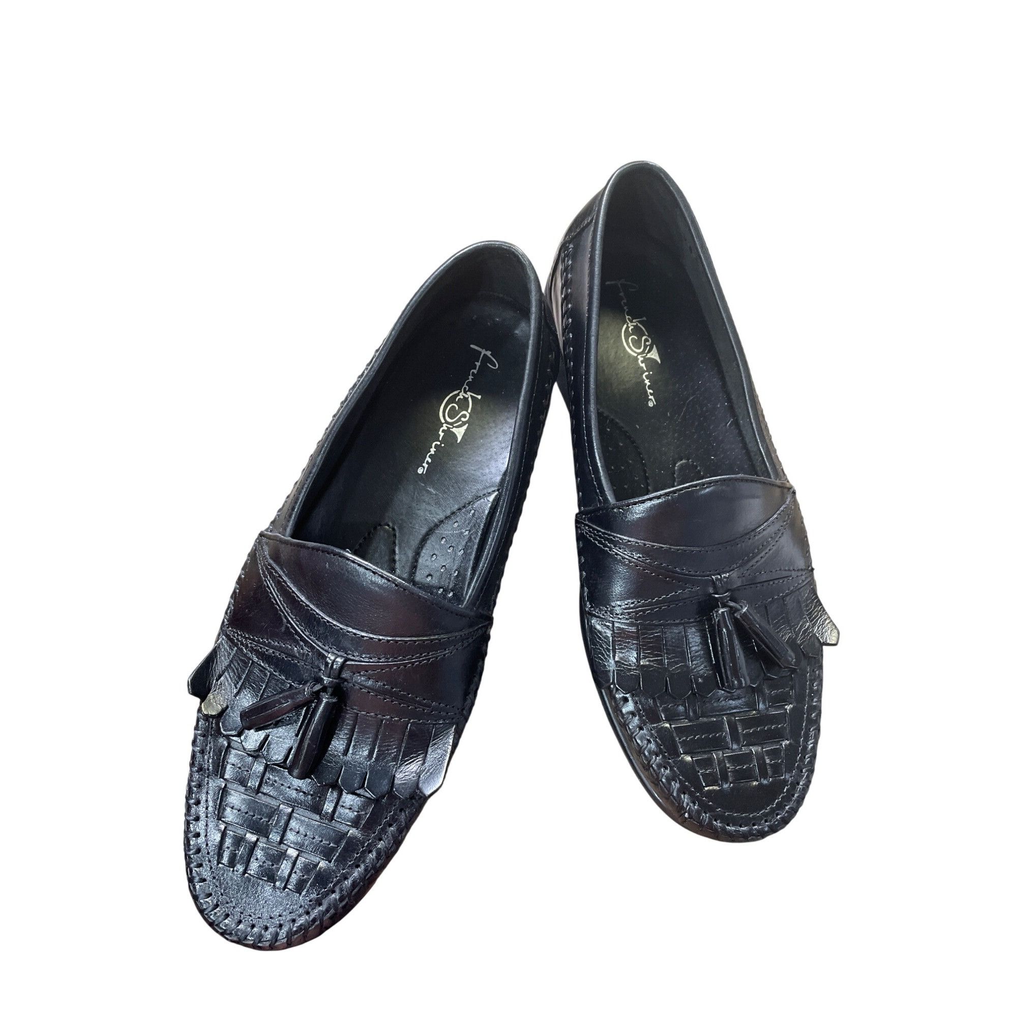 Designer French Shriner Black Leather Tasseled Slip-On Loafers Mens S Size US 8.5 / EU 41-42 - 14 Thumbnail