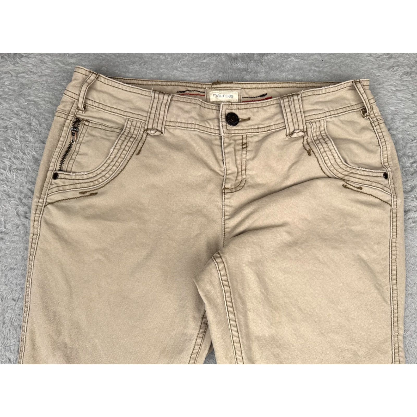 Vintage Maurices Jeans Bootcut Juniors 11 Beige Light Wash Mid Rise 100% Cotton Denim Five-Pocket Zipper 32x31 Womens 90s Cowboy Vintage No Size 32" / US 10 / IT 46 - 4 Thumbnail