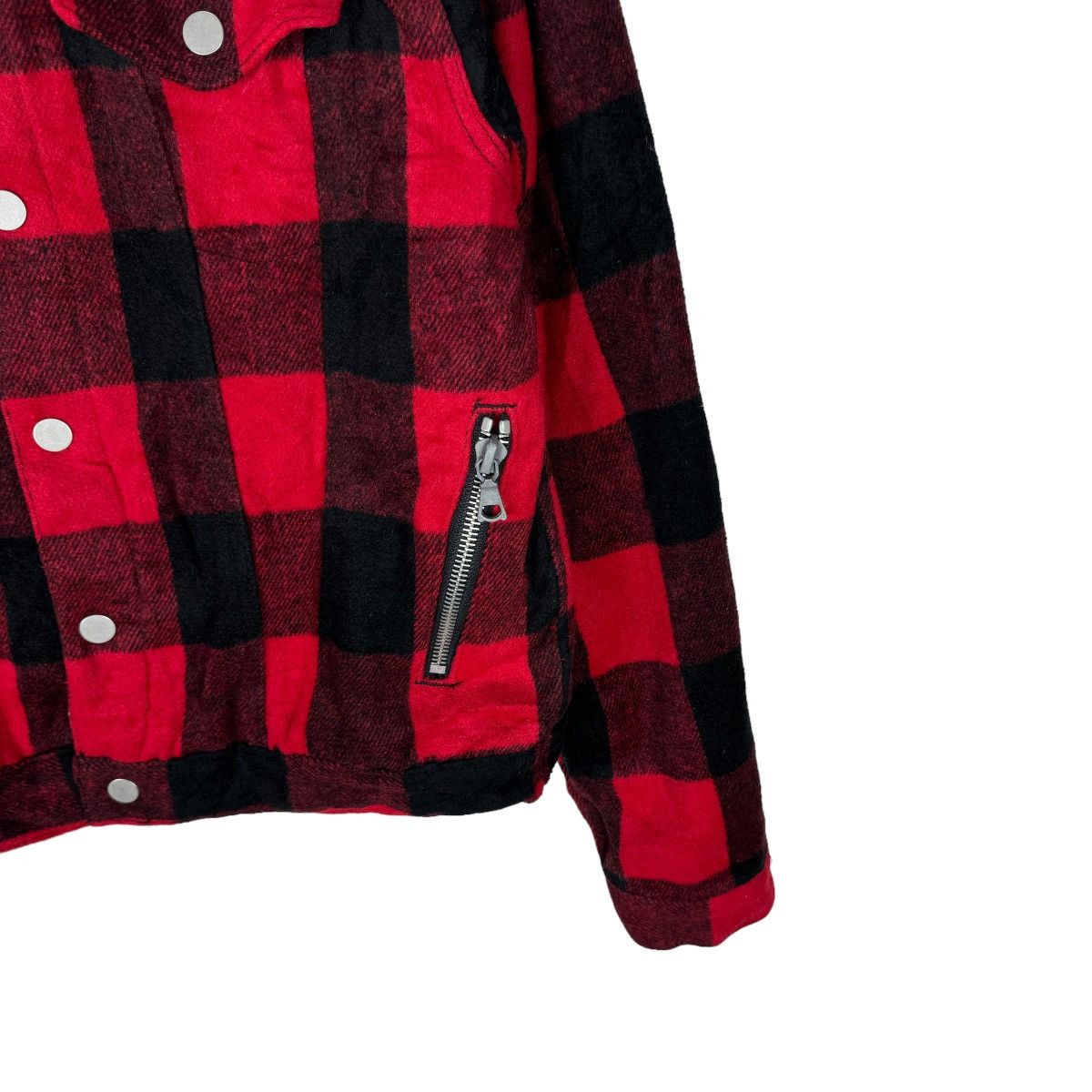 Japanese Brand ☀️MNML BIKERS RED TARTAN BUTTON JACKET Size US L / EU 52-54 / 3 - 4 Thumbnail