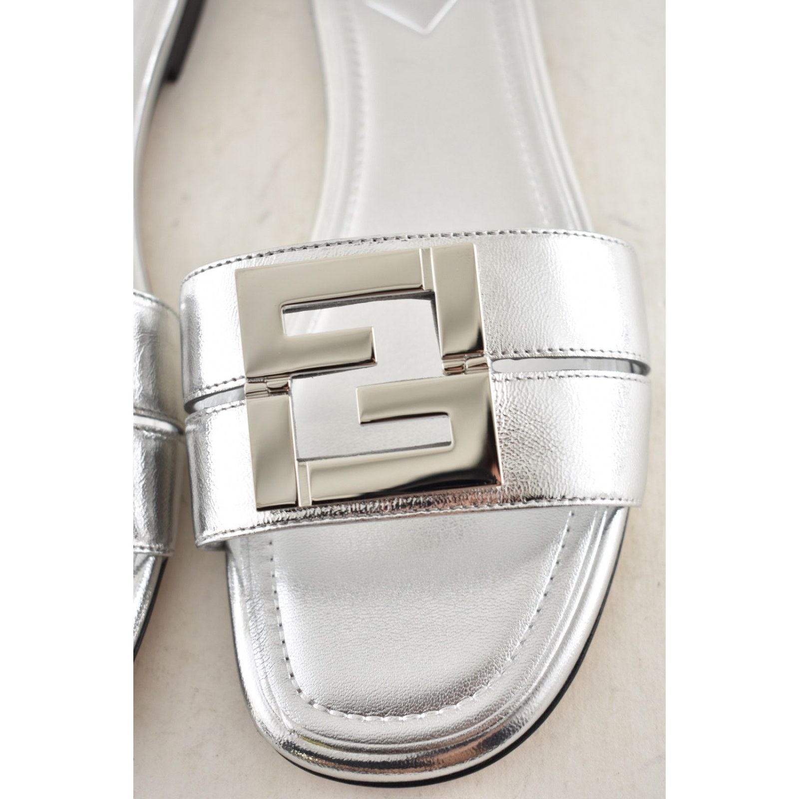 Fendi Fendi Fold Argento Silver FF Monogram Mule Slide Sandal 37 Size US 7 / IT 37 - 13 Thumbnail