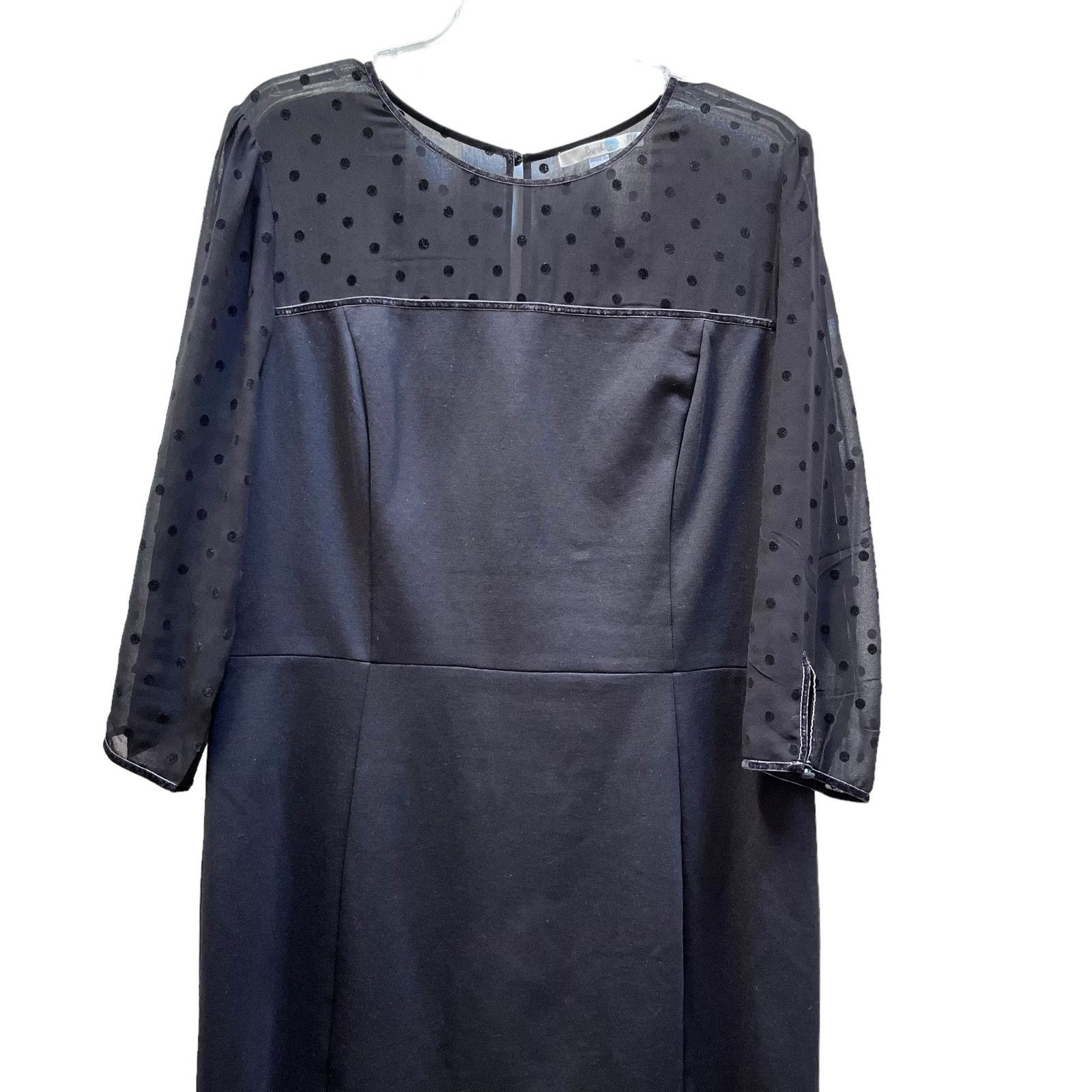 Boden Boden Isabella Black Ponte Polka Dot Mesh Sheath Midi Dress Size XL / US 12-14 / IT 48-50 - 3 Thumbnail