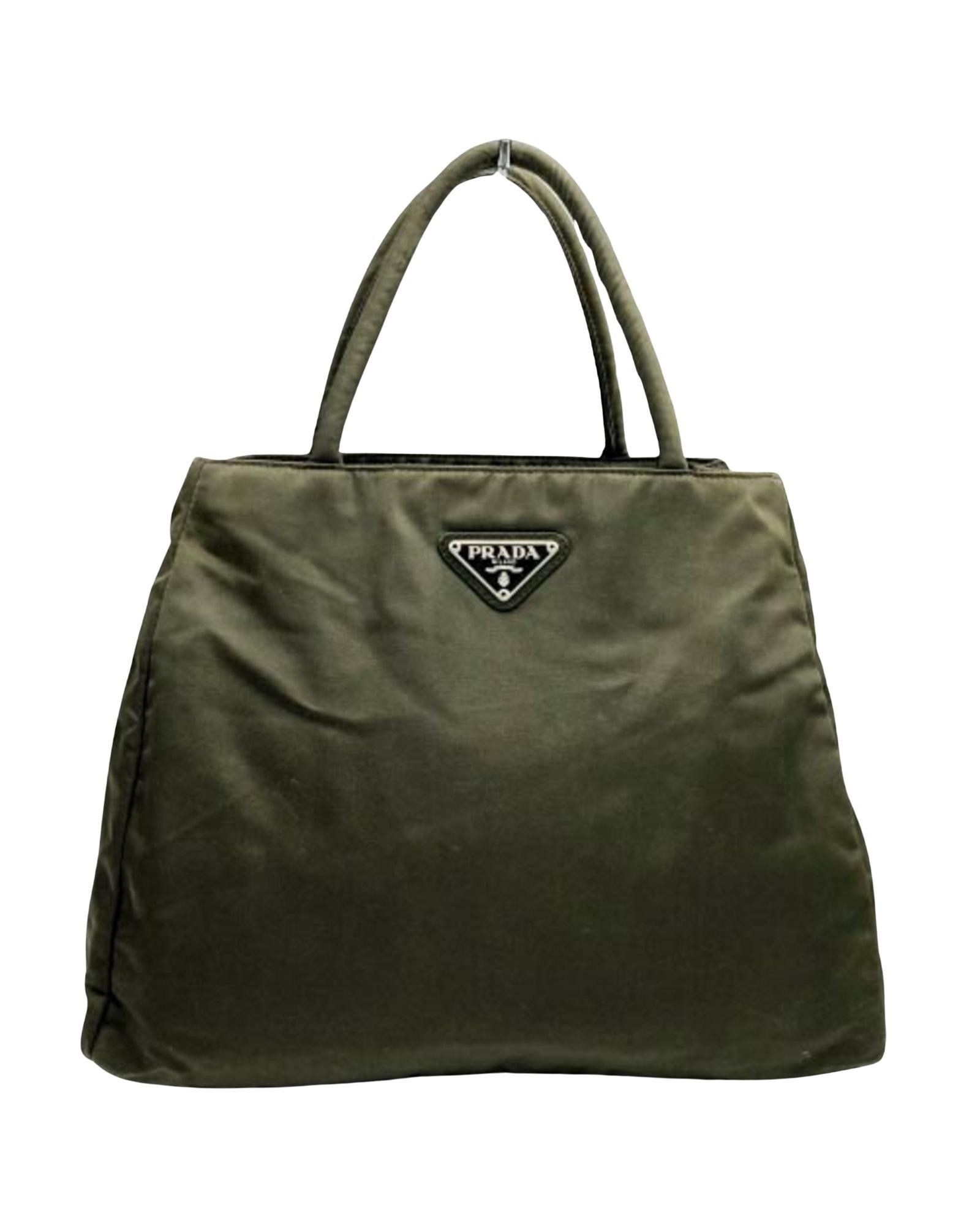image of Prada Khaki Synthetic Bag By Renowned Italian Luxury Brand, Women's
