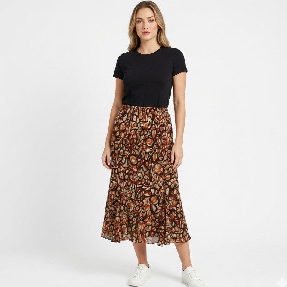 Other Elementz Multicolor Abstract A-line Midi Skirt Women Size S Size 25" / US 0 / IT 36 - 1 Thumbnail