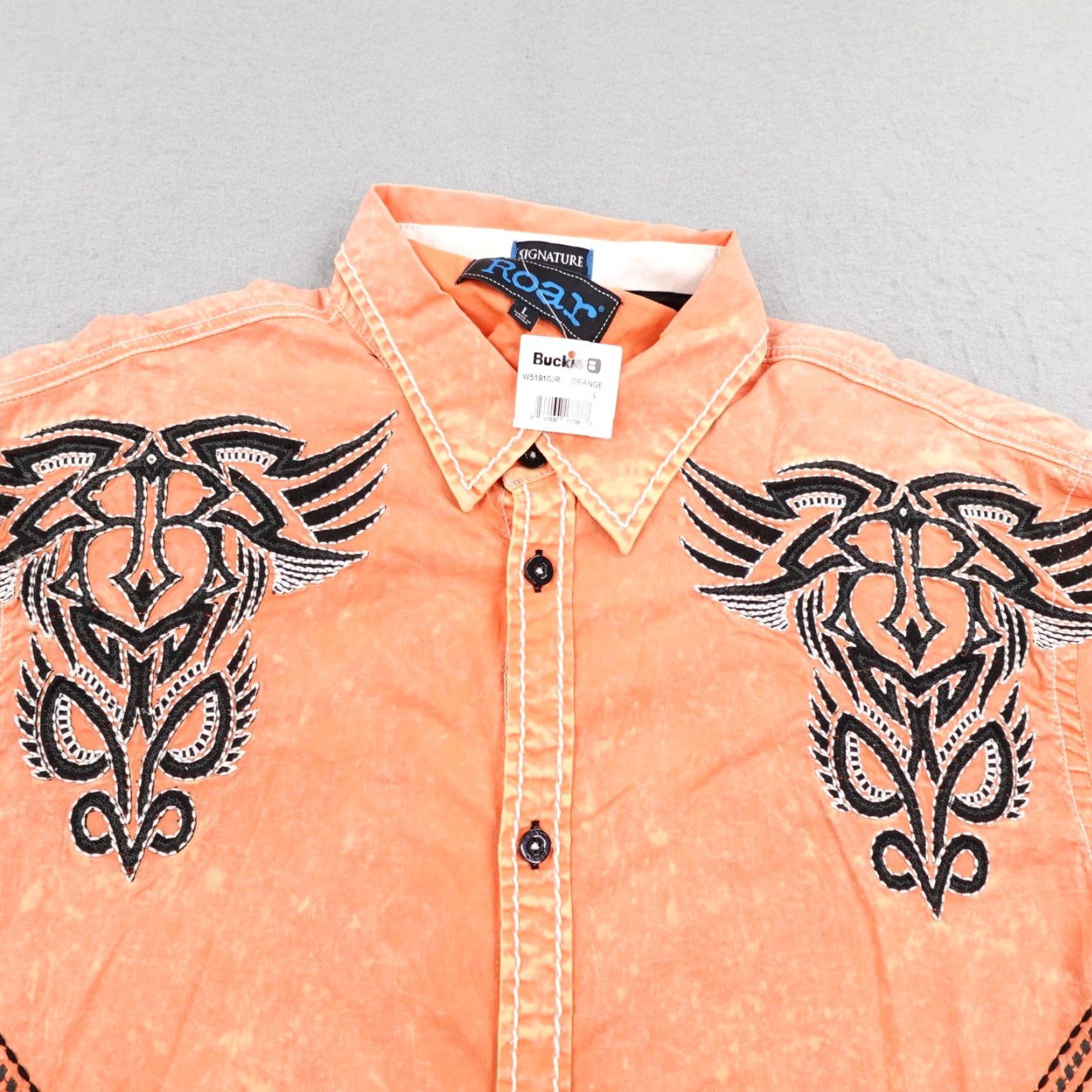 Roar VINTAGE Roar Shirt Mens Large Orange Winsome JR Embroidered Button Short Sleeve NEW Y2K Size US L / EU 52-54 / 3 - 2 Thumbnail