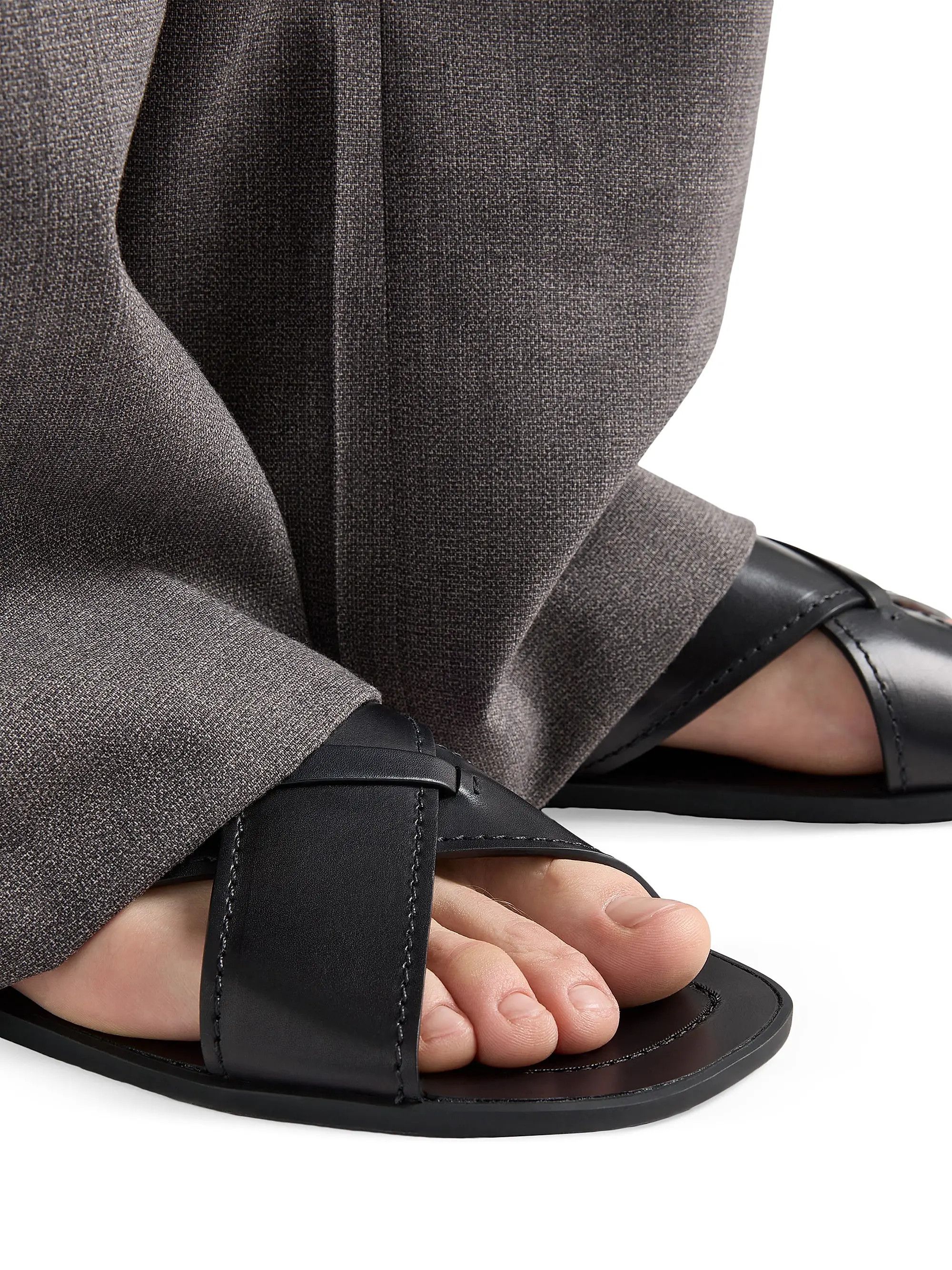 Prada o1mt1gz0526 Decò Leather Crisscross Sandals in Black Size US 9 / EU 42 - 5 Thumbnail
