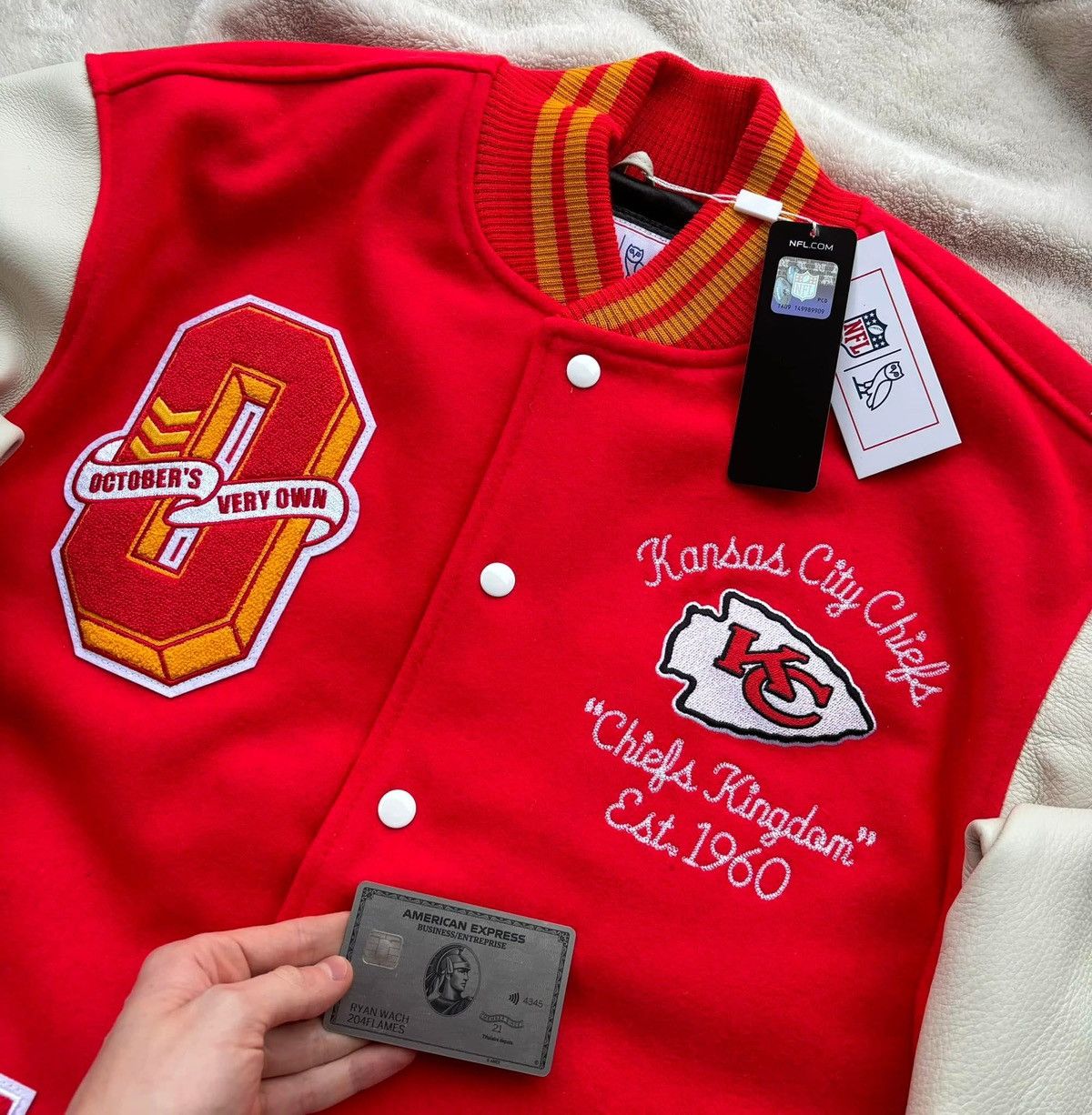 NFL × October's Very Own OVO x NFL Kansas City Chiefs Varsity Jacket Size US L / EU 52-54 / 3 - 2 Thumbnail