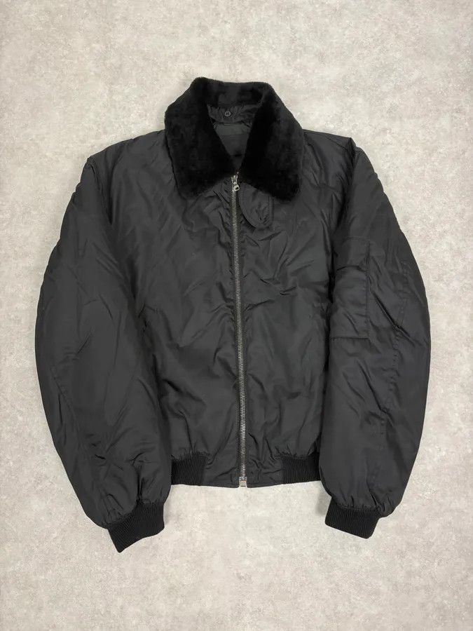 Prada 2000s Prada Black Classy Detachable Collar Nylon Bomber Jacket Size US M / EU 48-50 / 2 - 1 Thumbnail