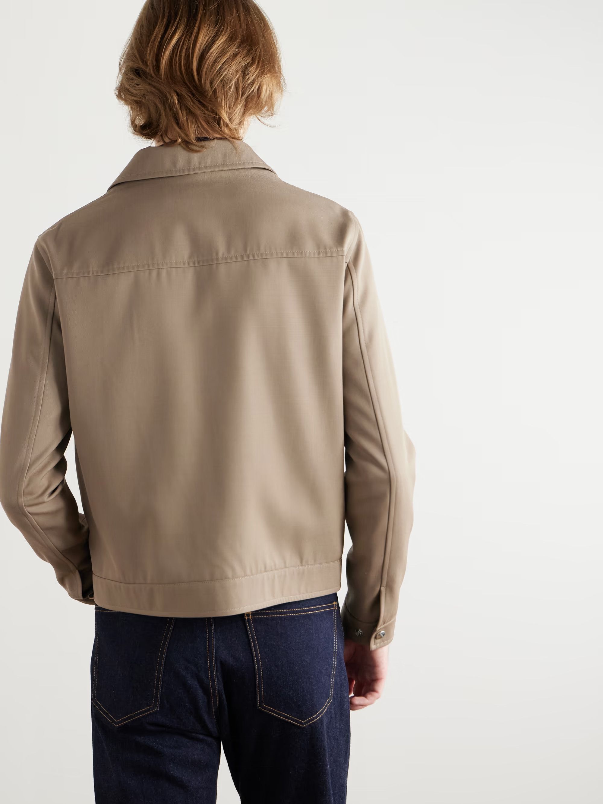 Celine o1mle0426 Logo Embroidered Wool Blend Twill Jacket in Camel Size US L / EU 52-54 / 3 - 3 Thumbnail