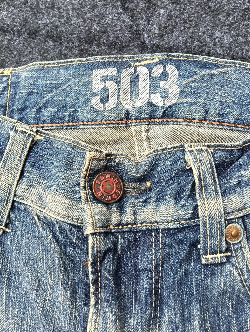 Edwin 🔥 Edwin 503 Flare Denim – Heavy Fade & Rare Vintage Look Size US 34 / EU 50 - 8 Thumbnail