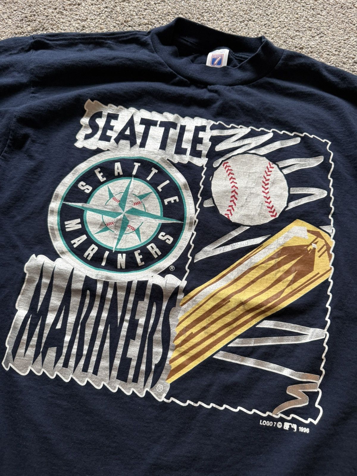 MLB Vintage 1996 Seattle Mariners Logo 7 T-Shirt MLB Made in USA Size US XL / EU 56 / 4 - 2 Thumbnail