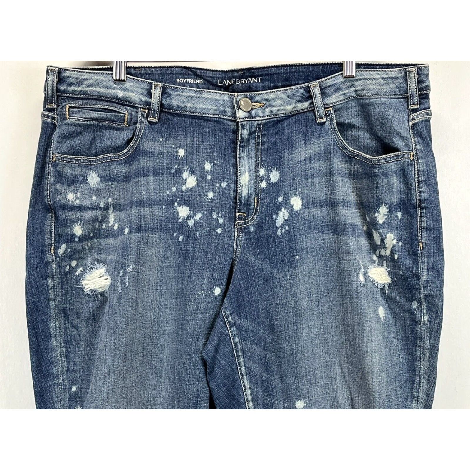 Vintage VINTAGE Lane Bryant Women’s Plus Jeans Size 22 Blue Distressed Boyfriend Style Size 40" / US 18 - 2 Thumbnail