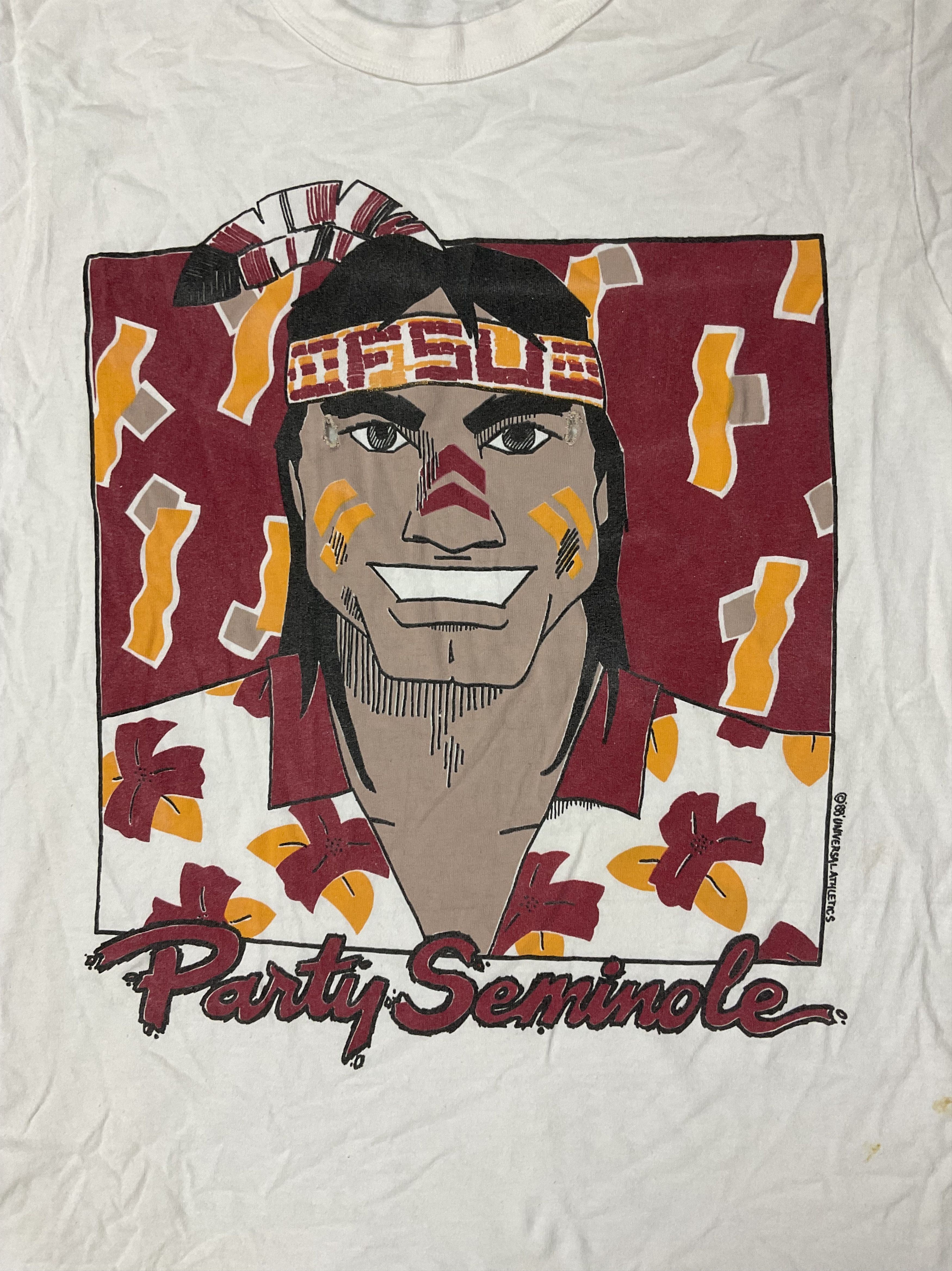 NCAA Vintage 1988 Florida State Seminoles Tshirt Party Seminoles Size US M / EU 48-50 / 2 - 3 Thumbnail