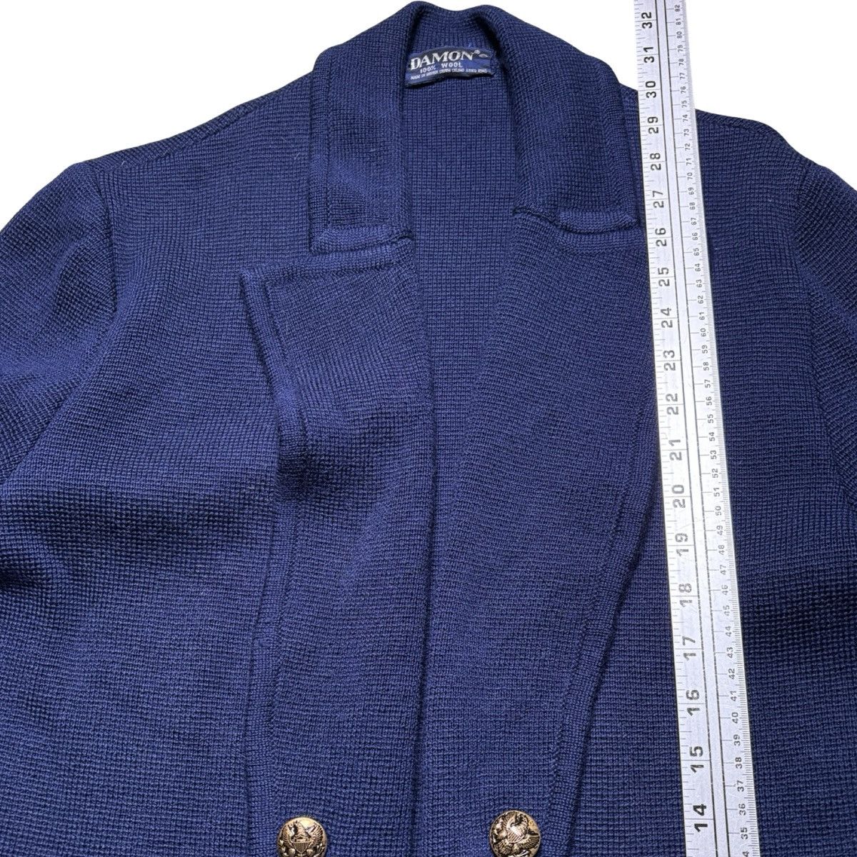 Other Vintage Damon Navy Sweater Cardigan 60s 100% Wool True Size US L / EU 52-54 / 3 - 5 Thumbnail