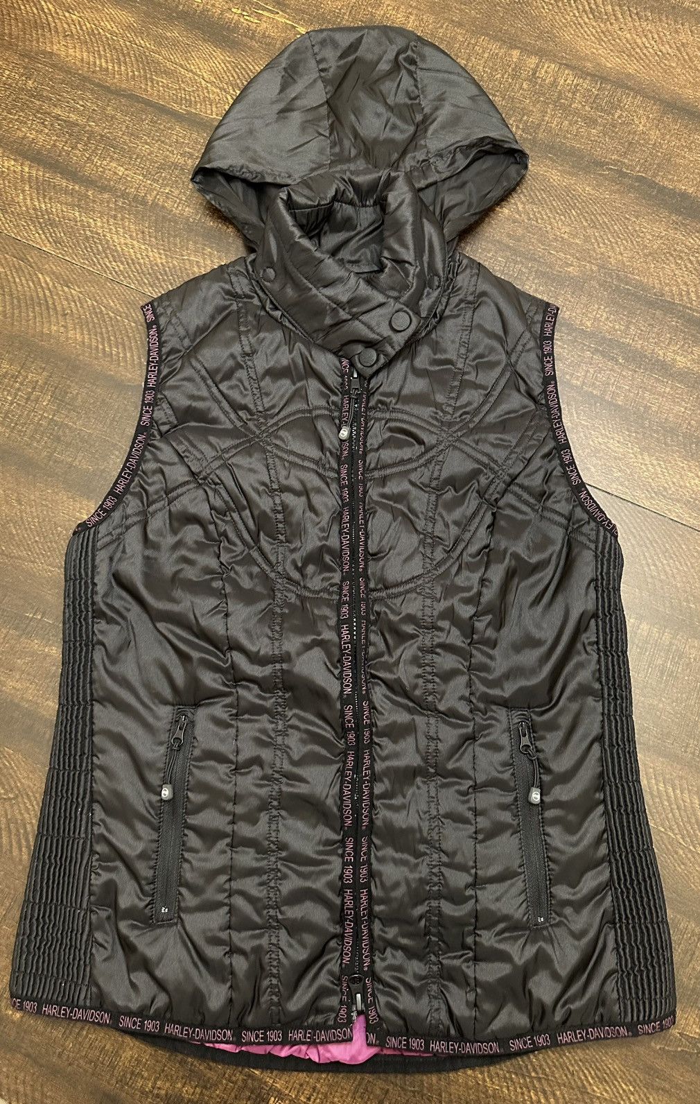 Harley Davidson Harley Davidson Puffer Biker Vest Zip Up Black/Women-Small Size S / US 4 / IT 40 - 1 Thumbnail