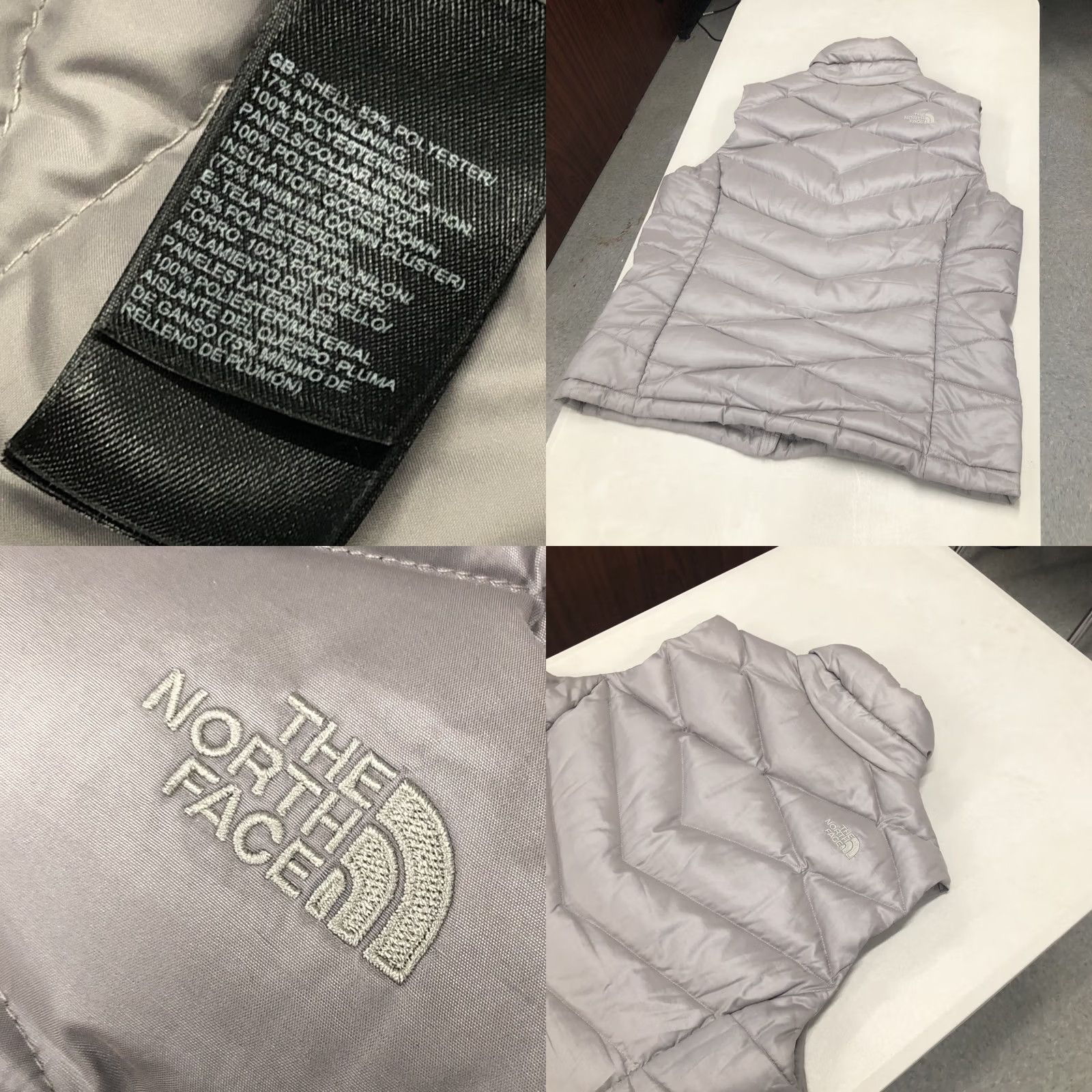 The North Face VINTAGE The North Face Down Puffer Vest Women's XL Silver Gray Full Zip Quilted 550 Jacket Size XL / US 12-14 / IT 48-50 - 8 Thumbnail