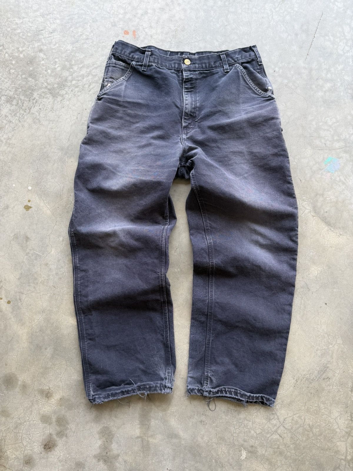 Carhartt Faded Distressed Navy Carhartts Size US 33 - 1 Thumbnail