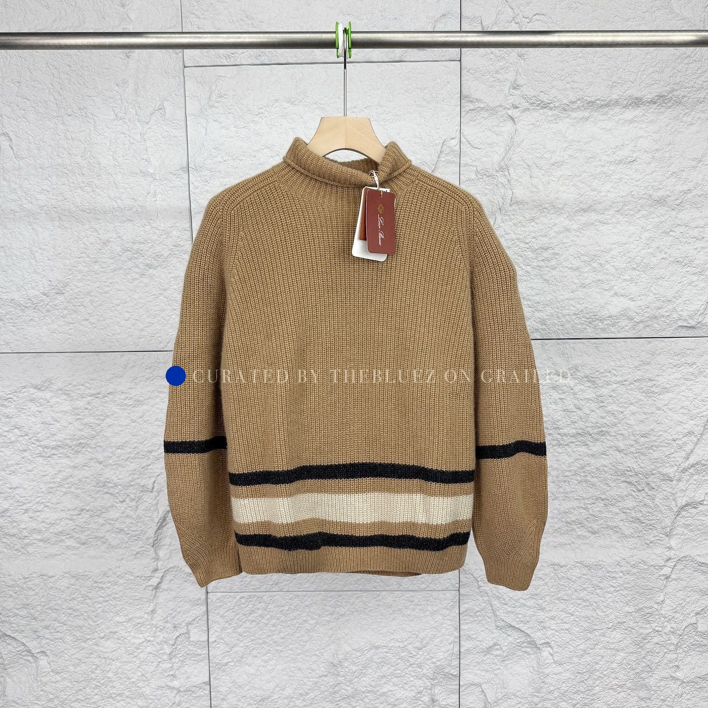 Loro Piana Brown Striped Mock Neck Sweater Size US S / EU 44-46 / 1 - 1 Thumbnail