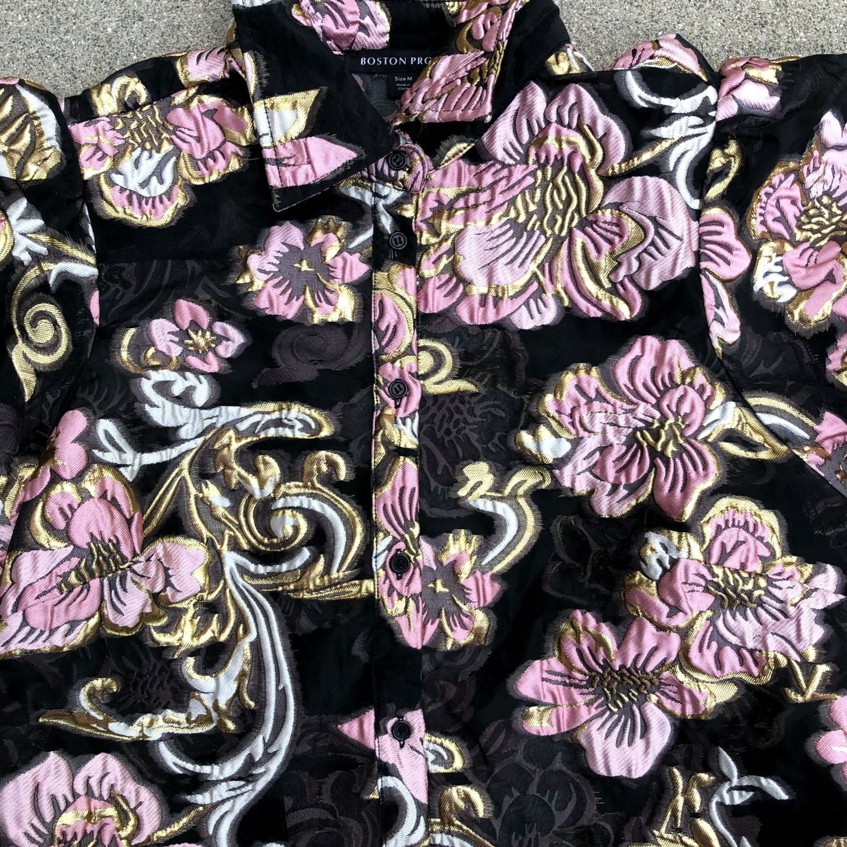 Boston Proper Boston Proper Shirt Women's MED Black Floral Embroidered Button-Up Top Size M / US 6-8 / IT 42-44 - 2 Thumbnail