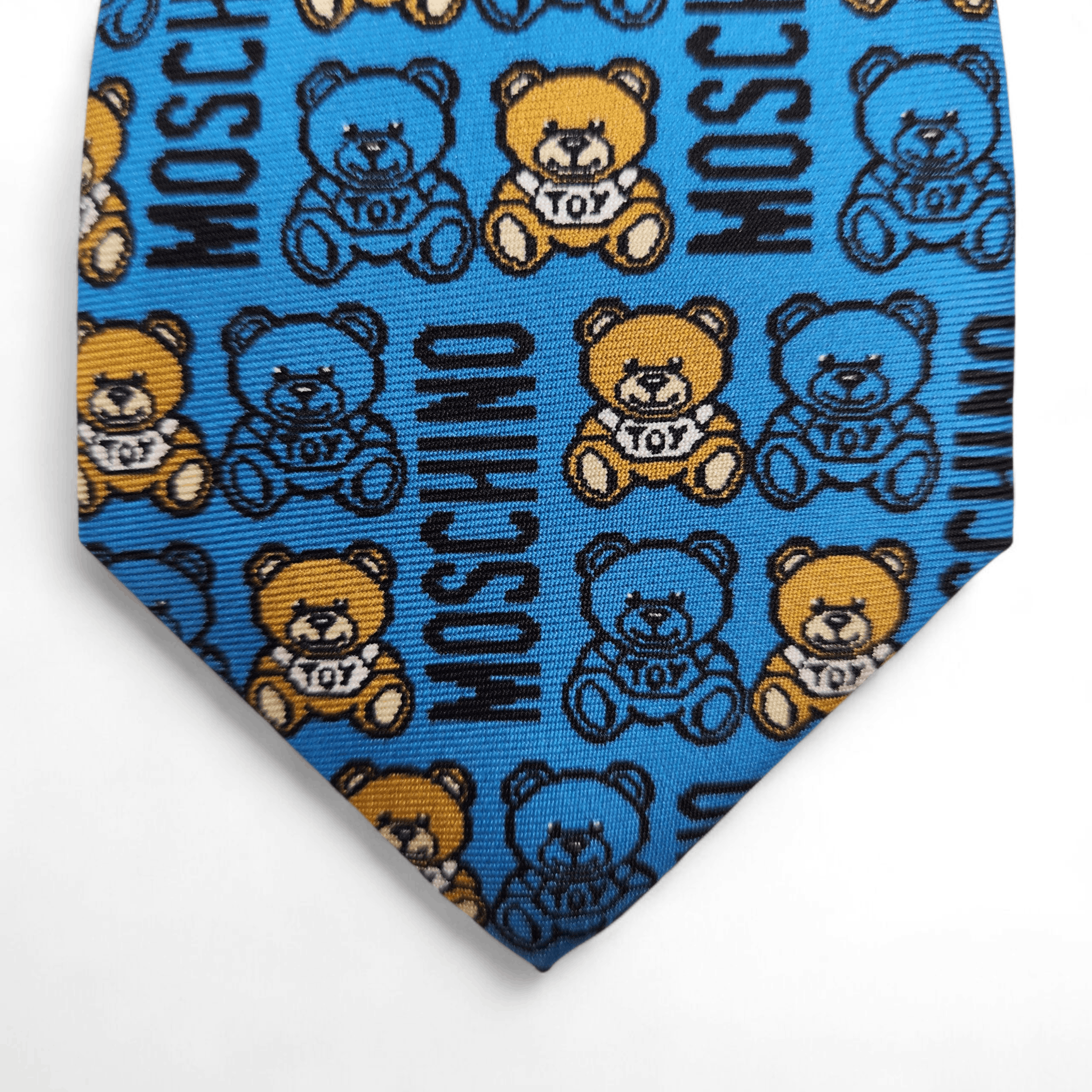 Moschino Allover Teddy Bear & Logo Print Tie Size ONE SIZE - 2 Thumbnail