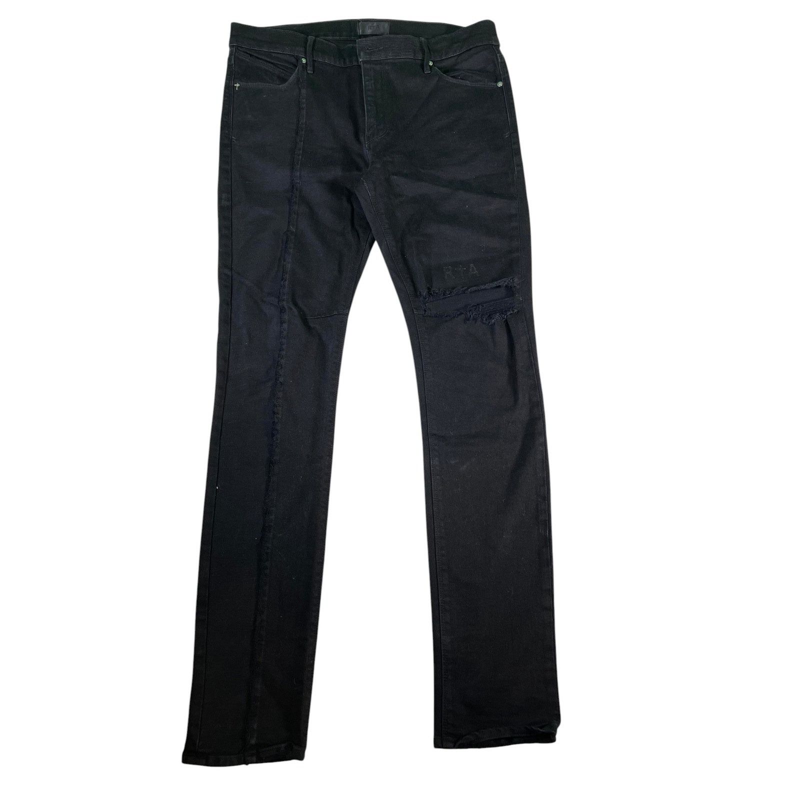 Rta RTA Logo Knee Ripped Black Jeans Size US 32 / EU 48 - 1 Thumbnail