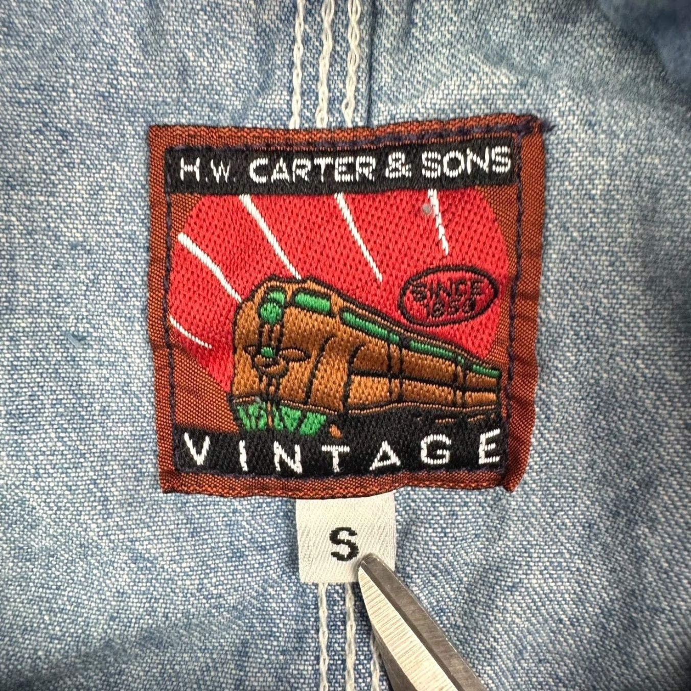 Denime VINTAGE H. W. Carter Denim Jean Shirt Jacket Blue Small Men Jacket Size US 29 - 6 Thumbnail