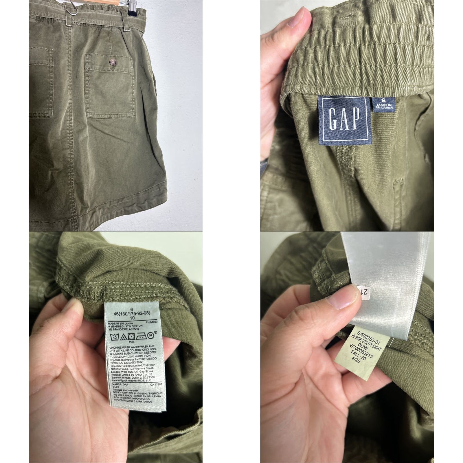 Gap Gap Skirt Women 6 Hi Rise Utility Olive Belted Cotton Elastane Zip Knee Length Skater Mens??? Size 28" / US 6 / IT 42 - 8 Thumbnail