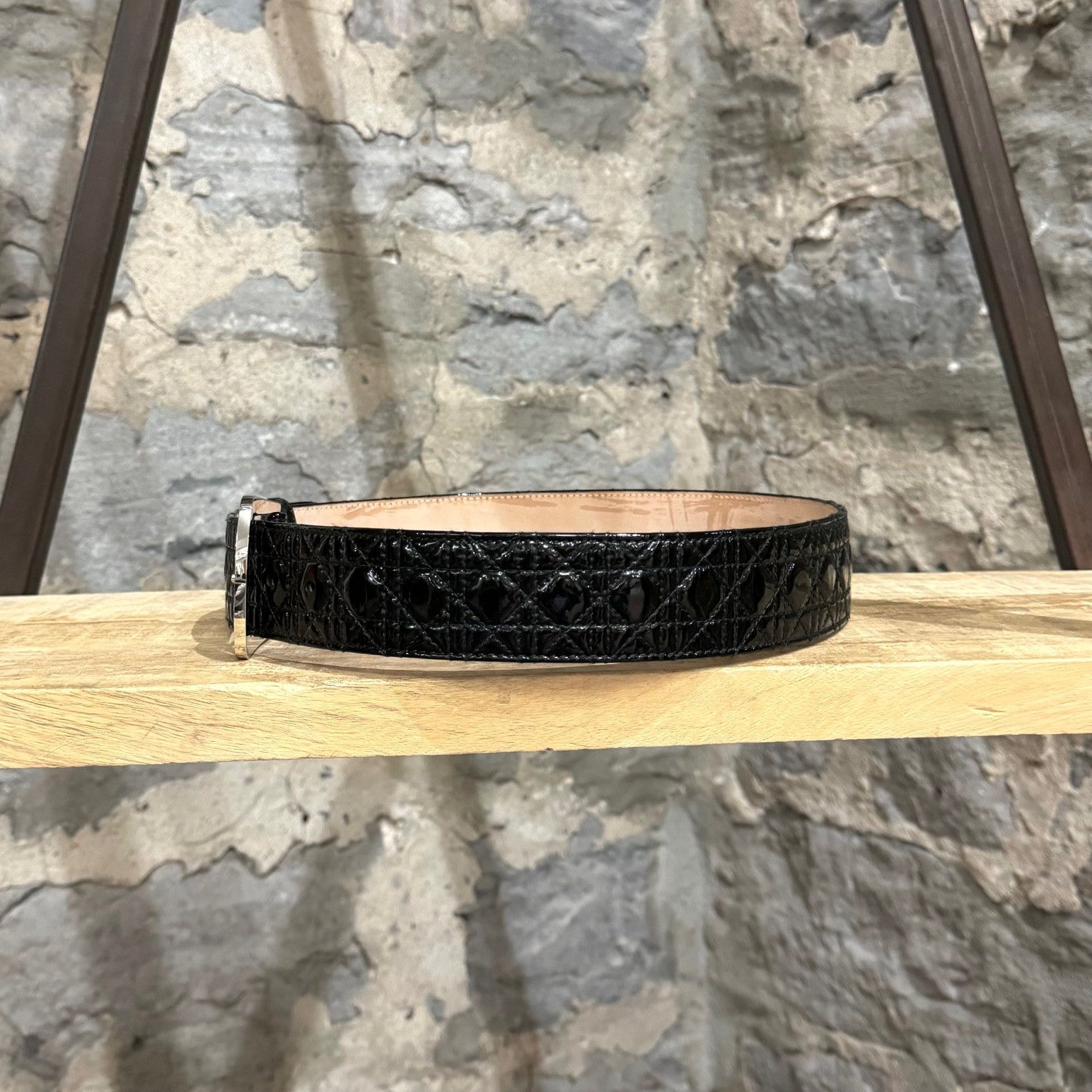 Dior Christian Dior Black Patent Leather Cannage Pattern Belt Size ONE SIZE - 5 Thumbnail