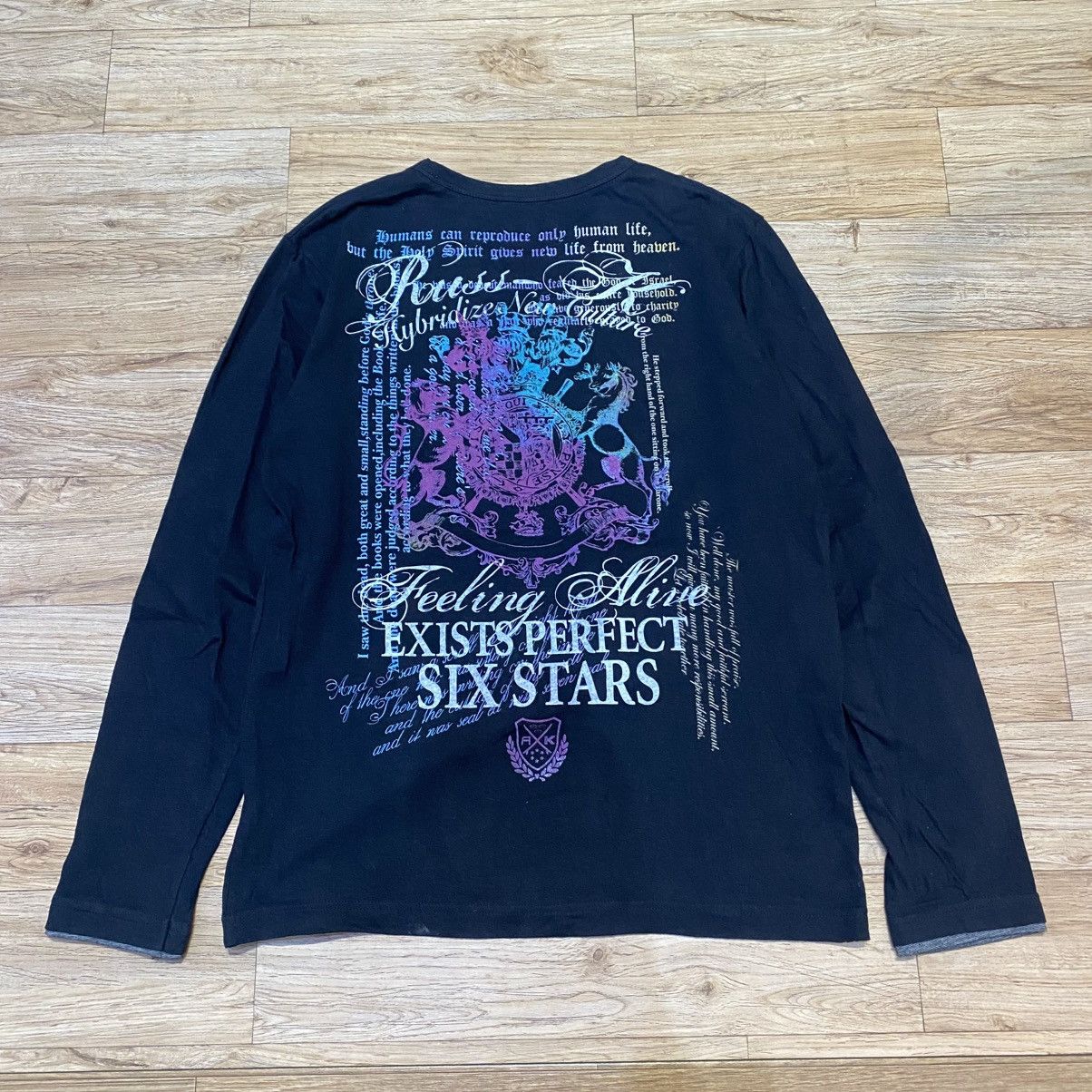 If Six Was Nine 2000s Russ-K Vkei Double Layer Poem Long Sleeve T-Shirt Size US M / EU 48-50 / 2 - 1 Thumbnail