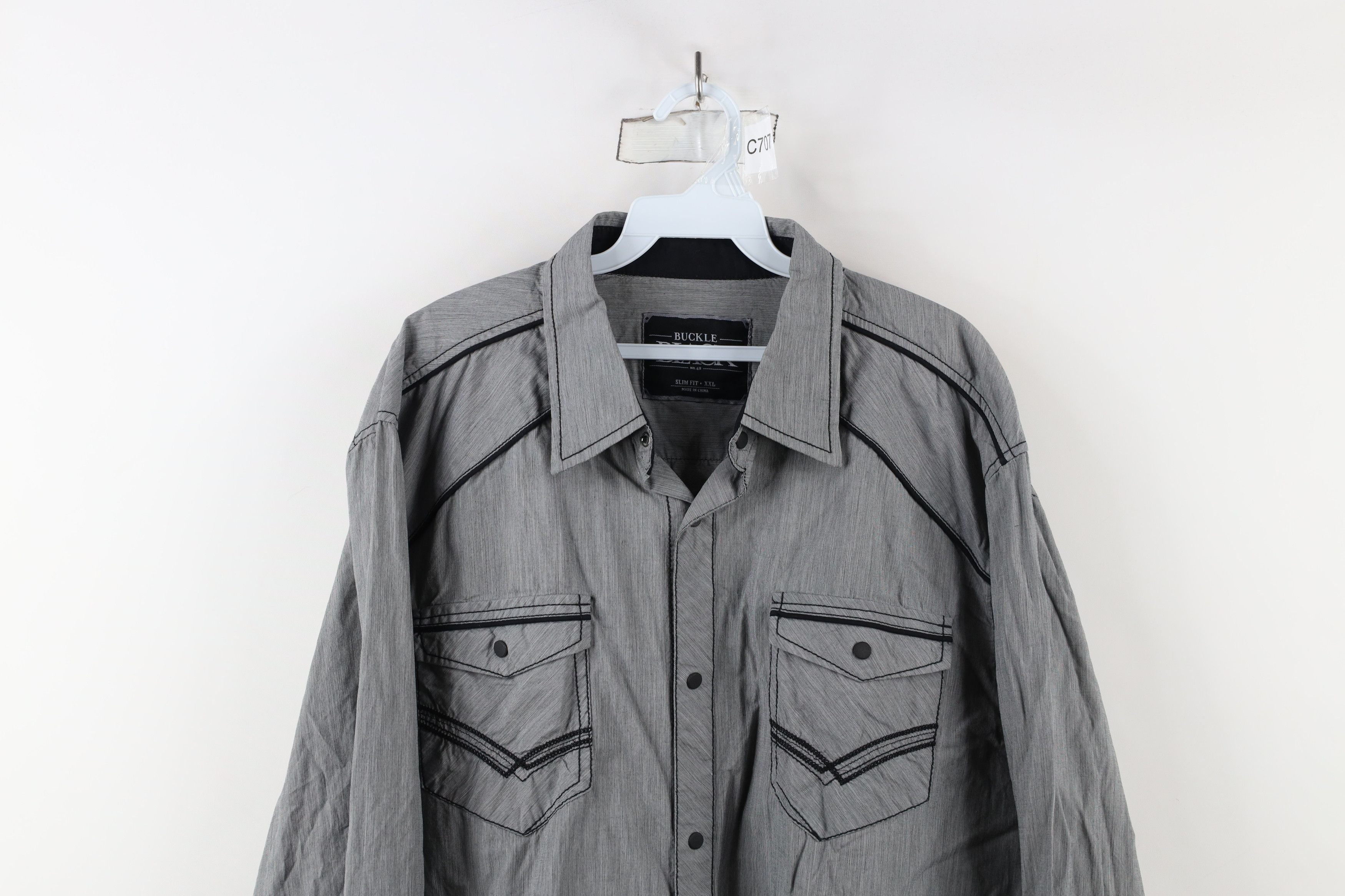 Vintage Buckle Black Faded Chambray Thick Stitch MMA Button Shirt Size US XXL / EU 58 / 5 - 2 Thumbnail