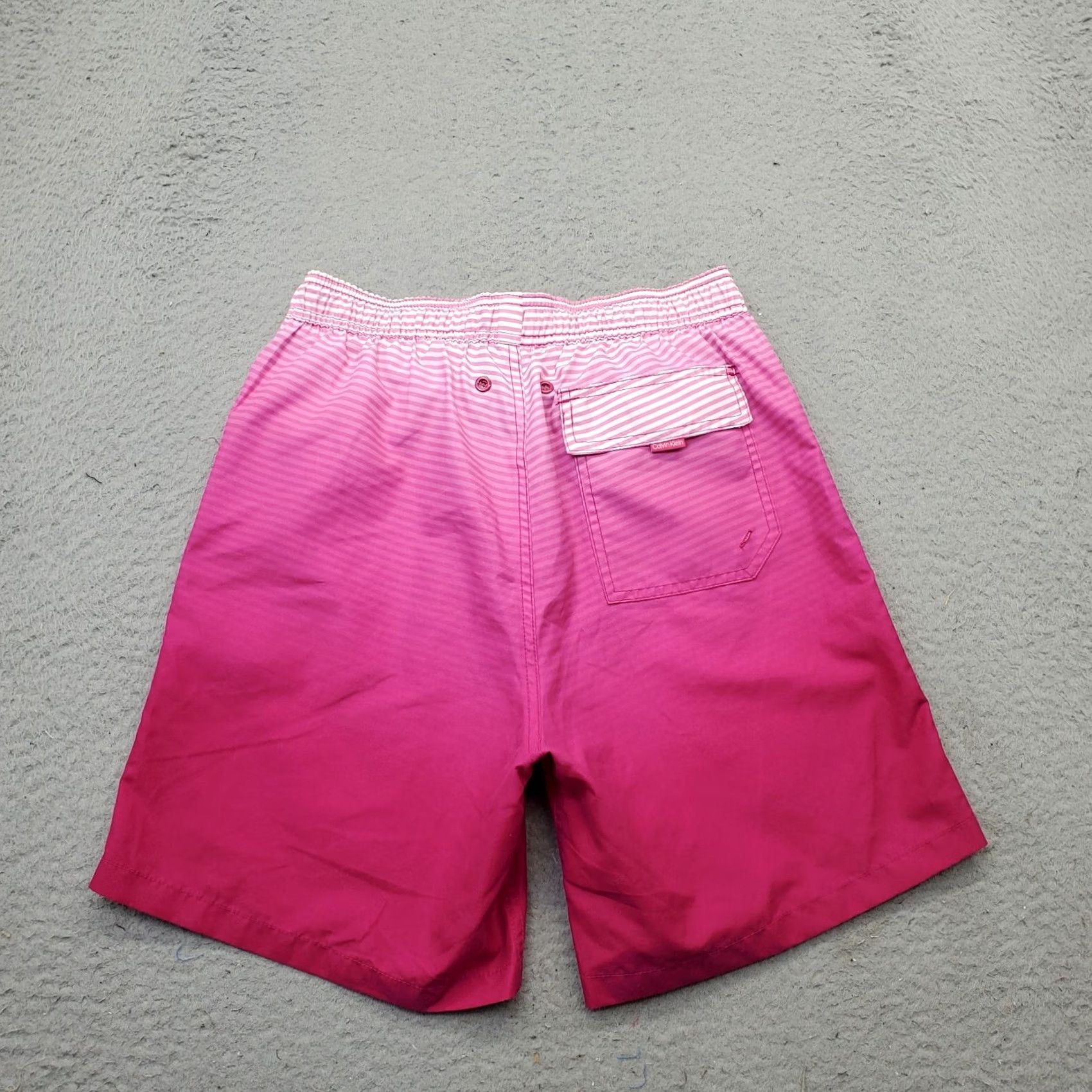 Calvin Klein Calvin Klein Bottom Shorts Mens S Pink Ombre Stripe Elastic Waistboard Quick Dry Back Pocket Drawstring Surfing Size US 29 - 2 Thumbnail