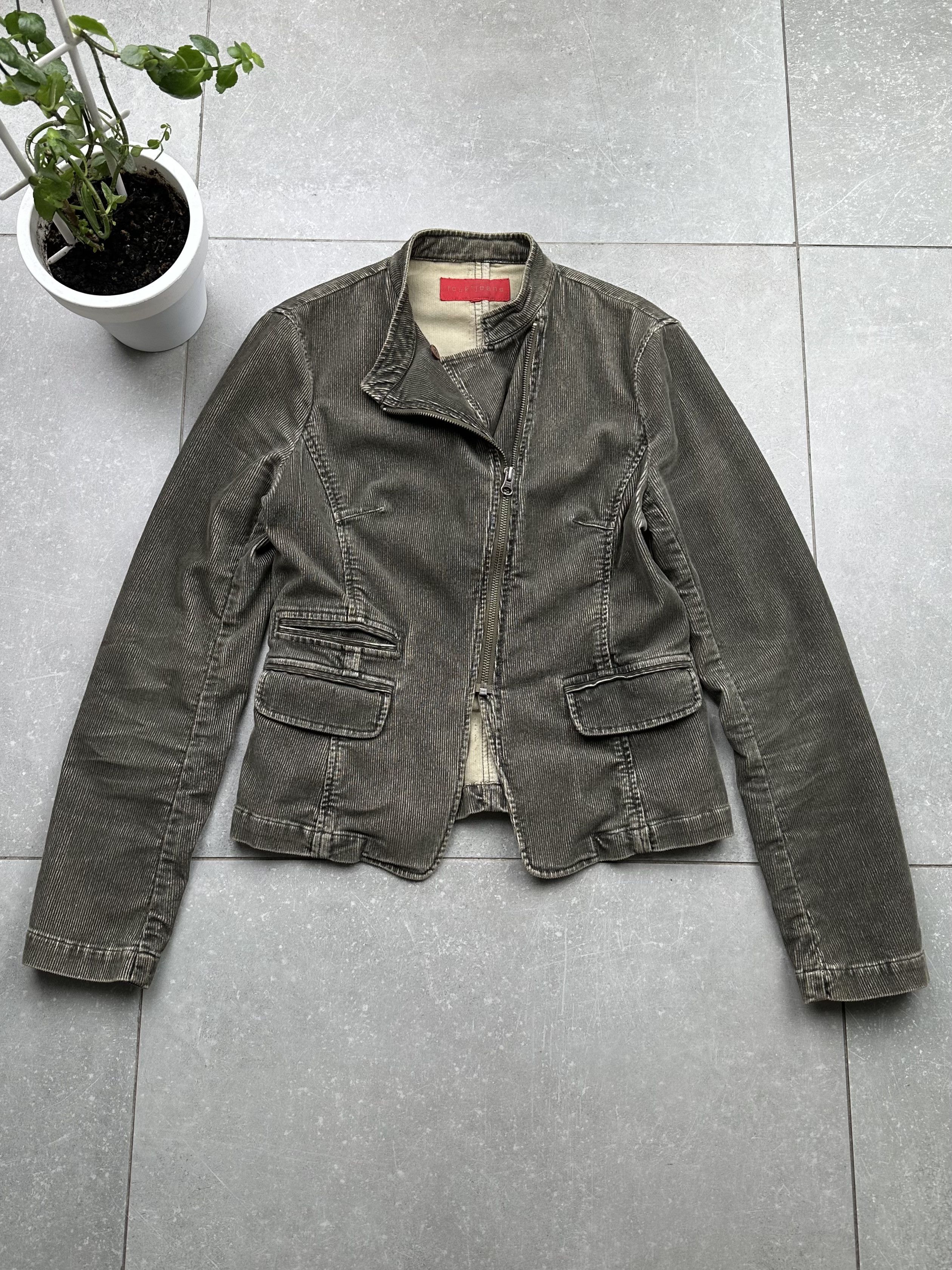 image of Avant Garde x Fcuk Jeans Vintage Corduroy Asymmetry Jacket in Green, Women's (Size Medium)