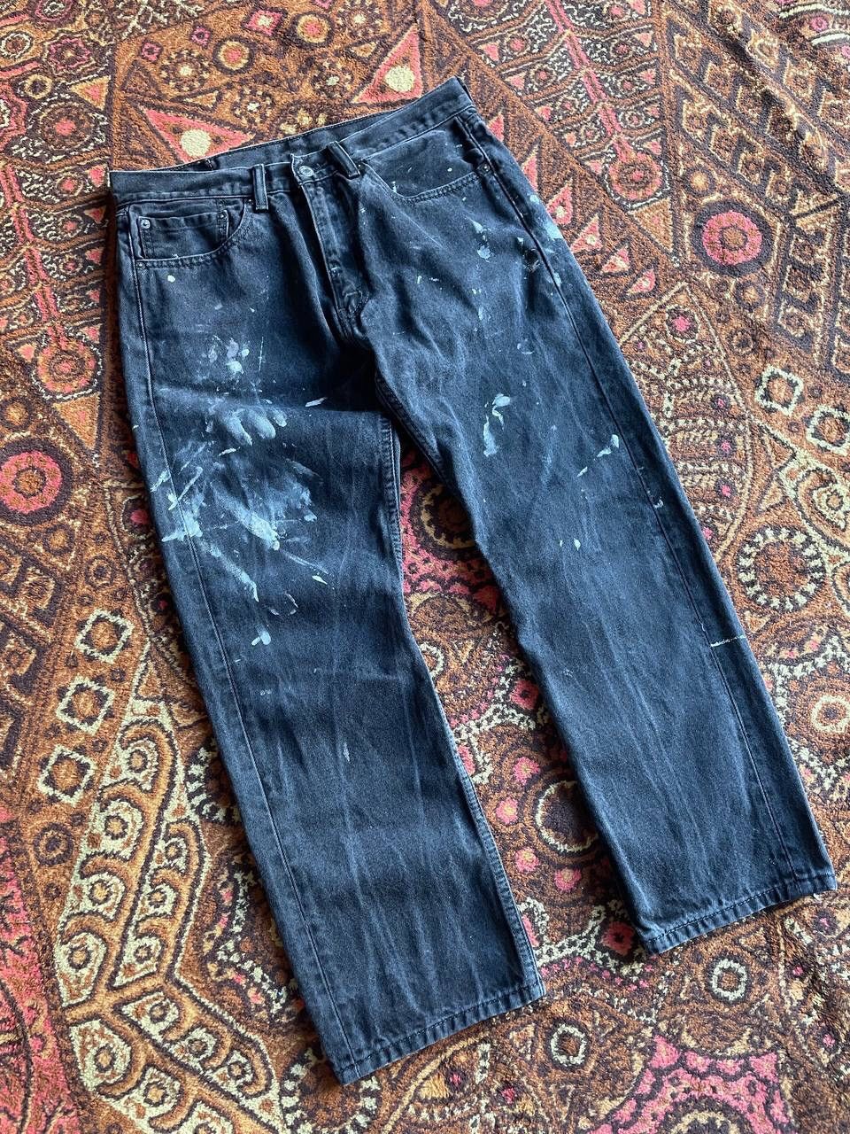 Levi's × Vintage Vintage Levis 505 Painted Denim Jeans Y2K Size US 34 / EU 50 - 2 Thumbnail
