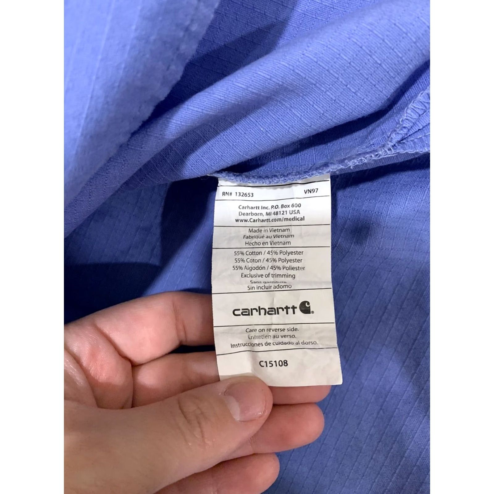 Carhartt Carhartt Men's XL Blue Ripstop Utility Medical Uniform Scrub Top C15108 Size US XL / EU 56 / 4 - 8 Thumbnail