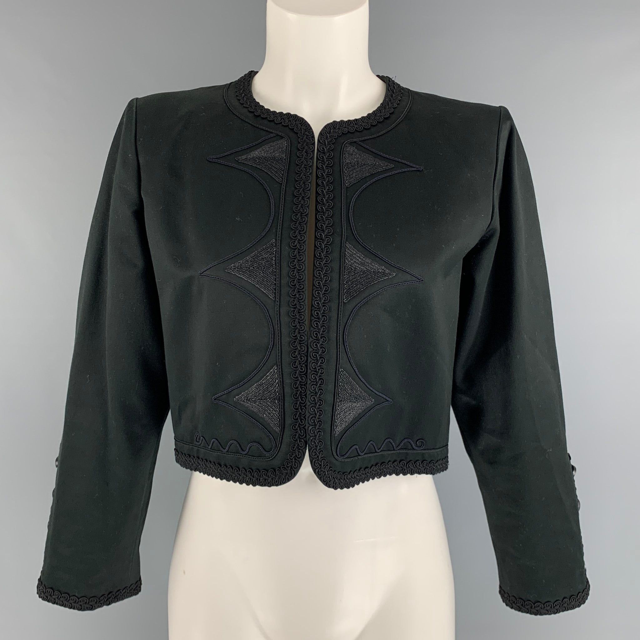Yves Saint Laurent RIVE GAUCHE Black Cotton Ribbon Jacket Blazer | Grailed