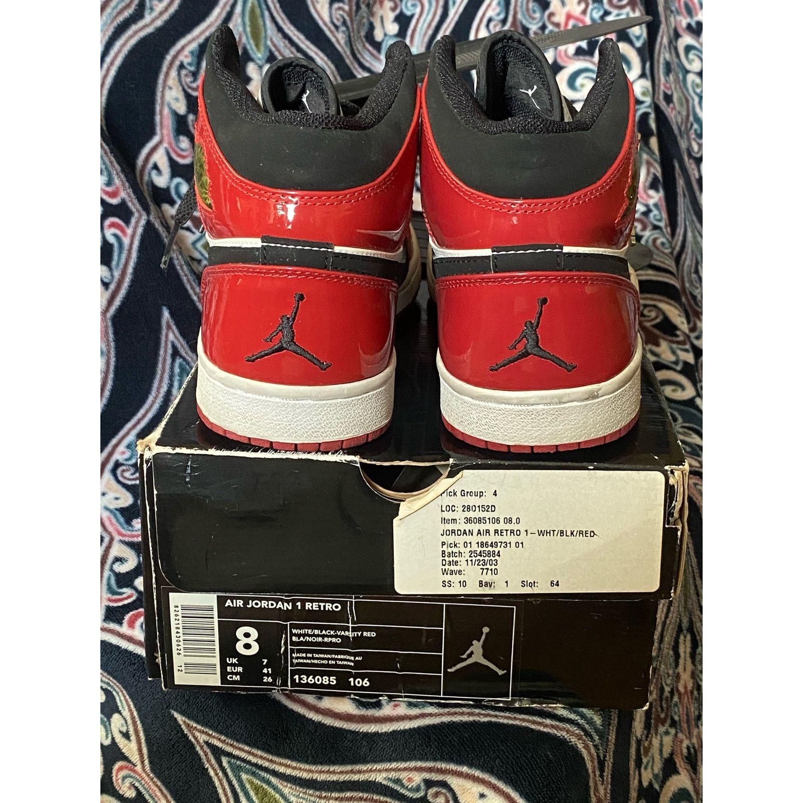 Nike Jordan 1 Retro Chicago Bulls Patent (2003) Size US 8 / EU 41 - 5 Thumbnail